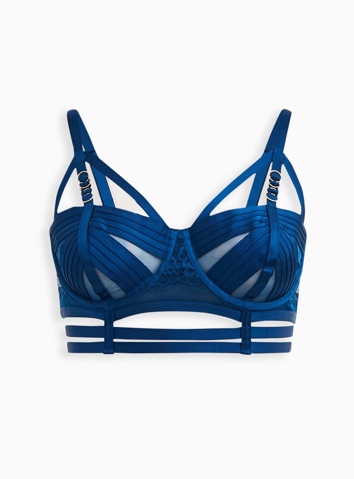 Torrid sapphire blue & grey lace strappy push-up strapless bra
