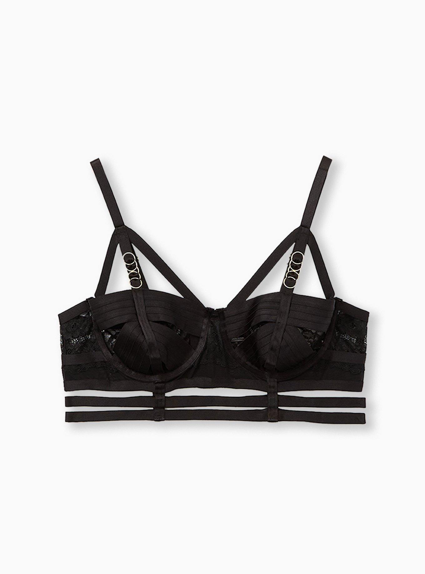 Buy LACE TRIMMED BLACK TRIANGLE CAGE BRALETTE for Women Online in