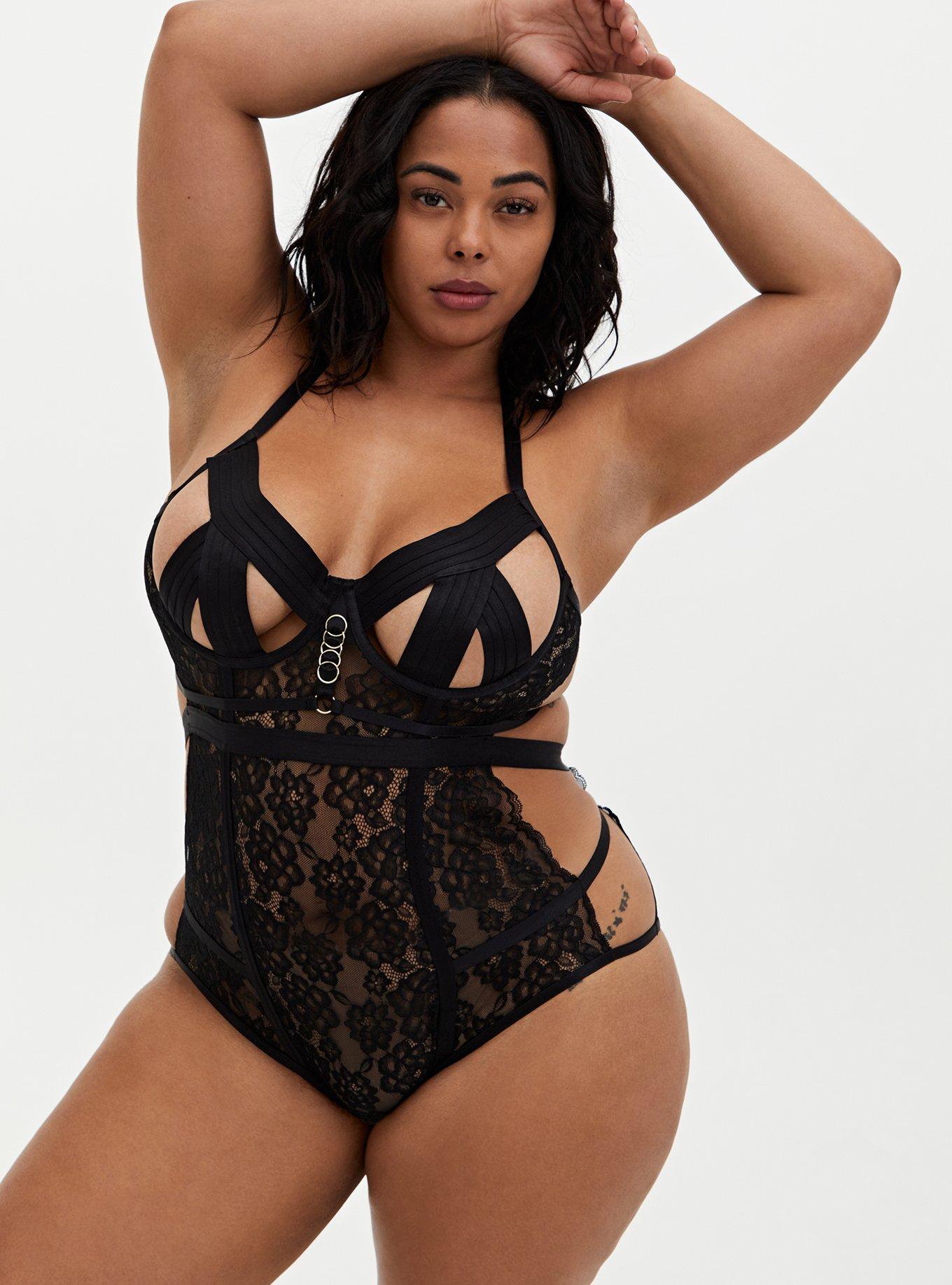sexy BE WICKED harness STRAPPY lace CUTOUT caged CHEEKY bodysuit TEDDY  romper