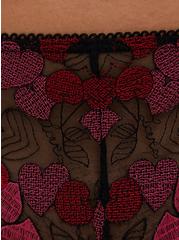 Black & Pink Heart Embroidered Back Slit Hipster Panty, MULTI, alternate