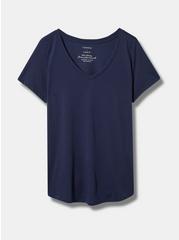 Plus Size Girlfriend Signature Jersey V-Neck Tee, NAVY, hi-res