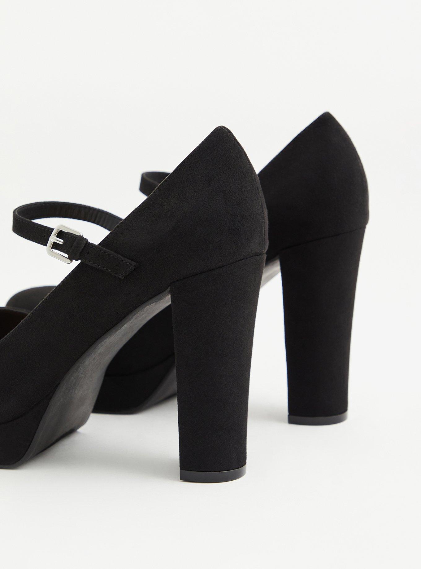 Black Faux Suede Mary Jane Platform Heel (WW), BLACK, alternate