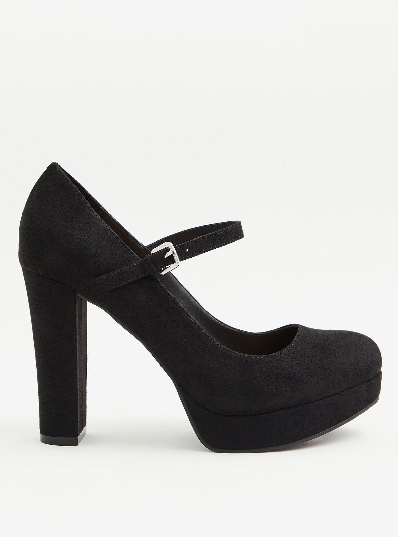 Plus Size Black Faux Suede Mary Jane Platform Heel (WW) Torrid