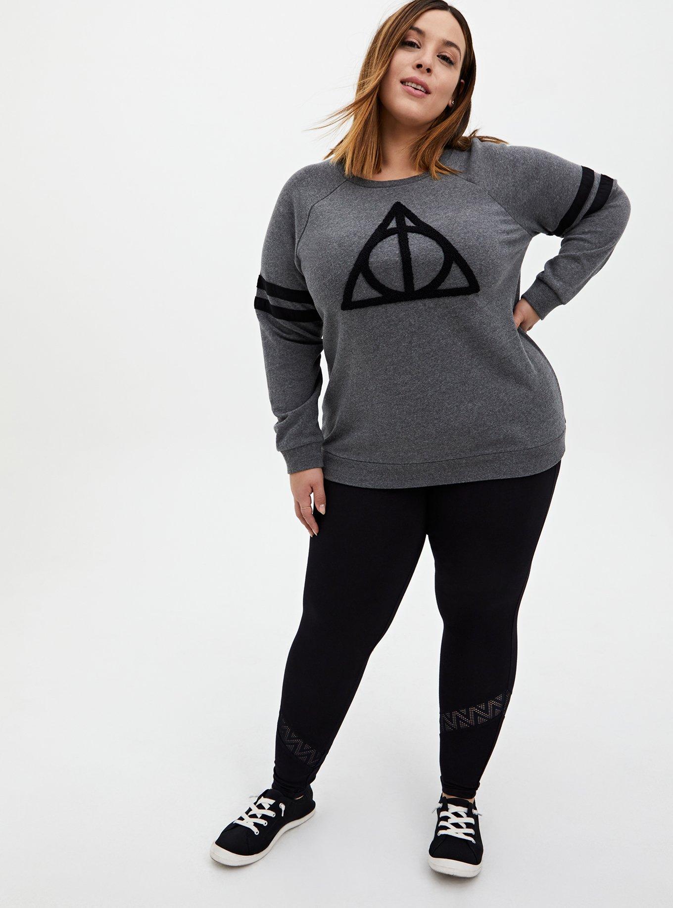 Harry Potter Deathly Hallows Grey Fleece Football Sweatshirt , MEDIUM GREY, alternate