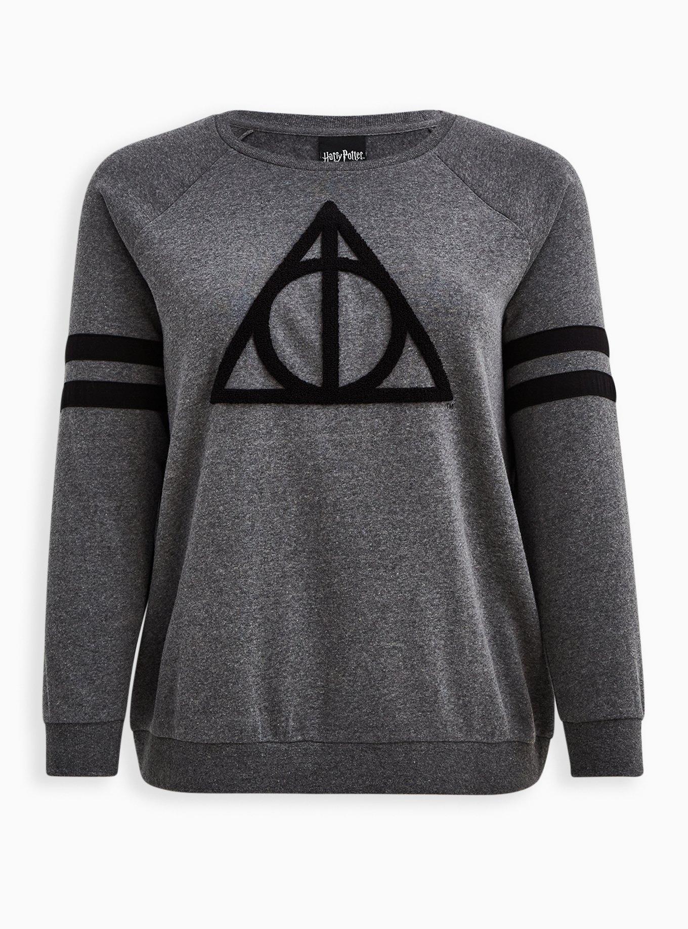 Harry Potter Deathly Hallows Grey Fleece Football Sweatshirt , MEDIUM GREY, hi-res