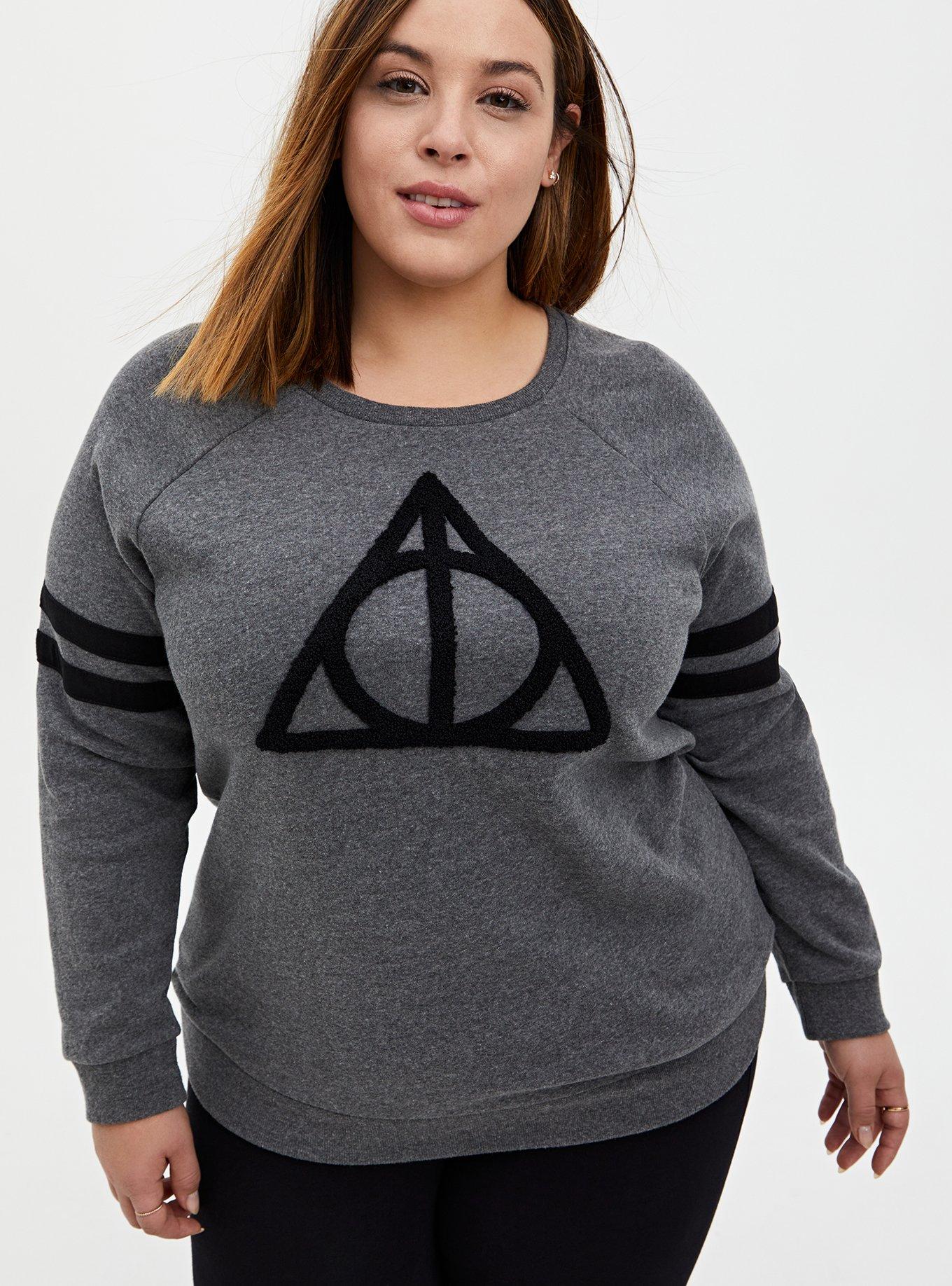 Harry Potter Deathly Hallows Grey Fleece Football Sweatshirt , MEDIUM GREY, hi-res