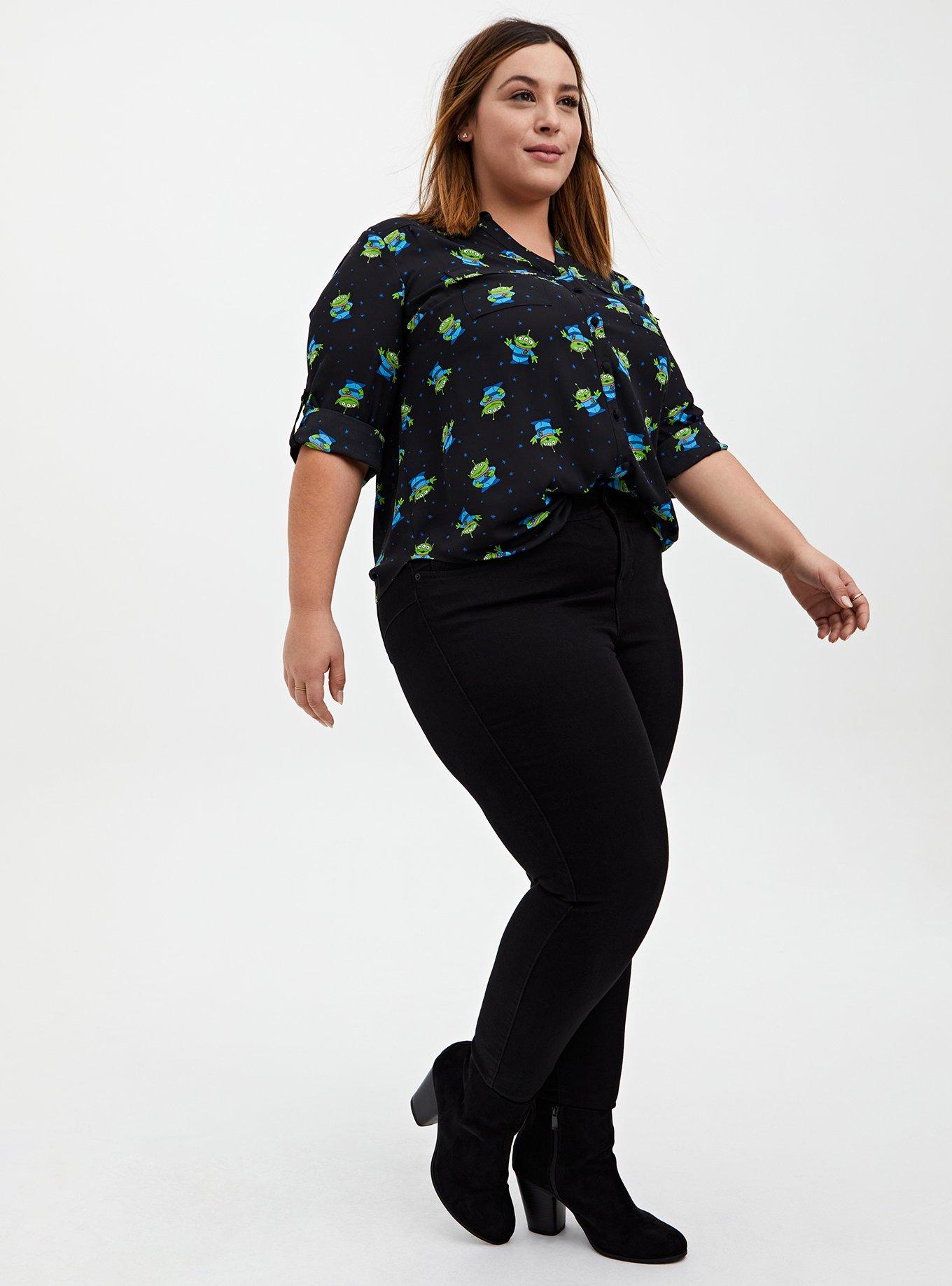 Madison - Disney Pixar Toy Story Aliens Black Button Front Blouse, MULTI, alternate