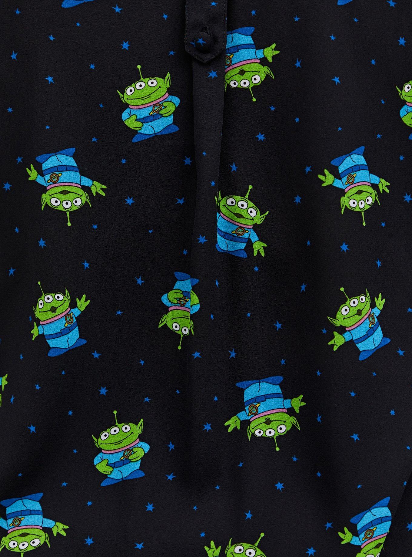 Madison - Disney Pixar Toy Story Aliens Black Button Front Blouse, MULTI, alternate