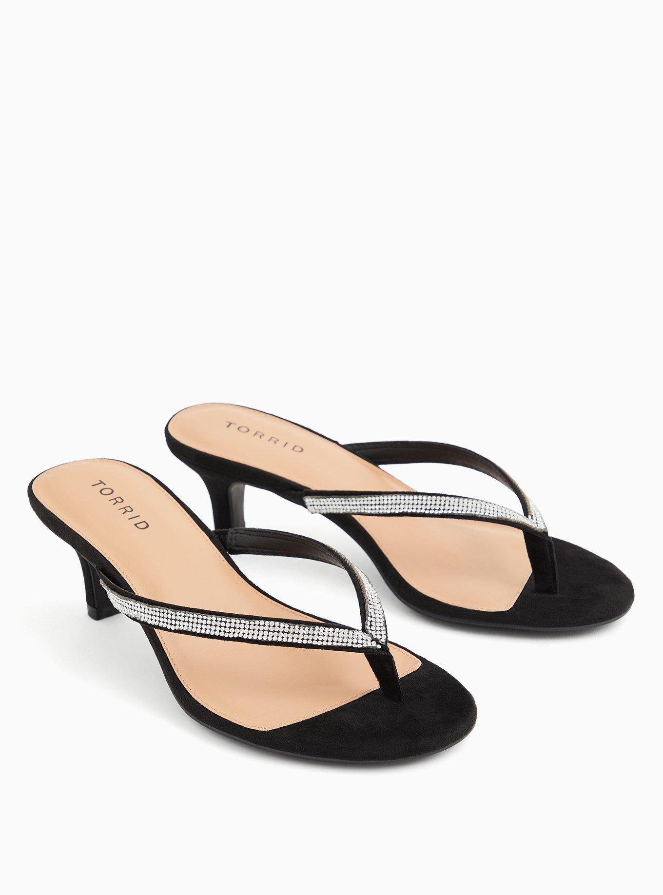 Rhinestone Flip-Flop Heel (WW), BLACK, alternate