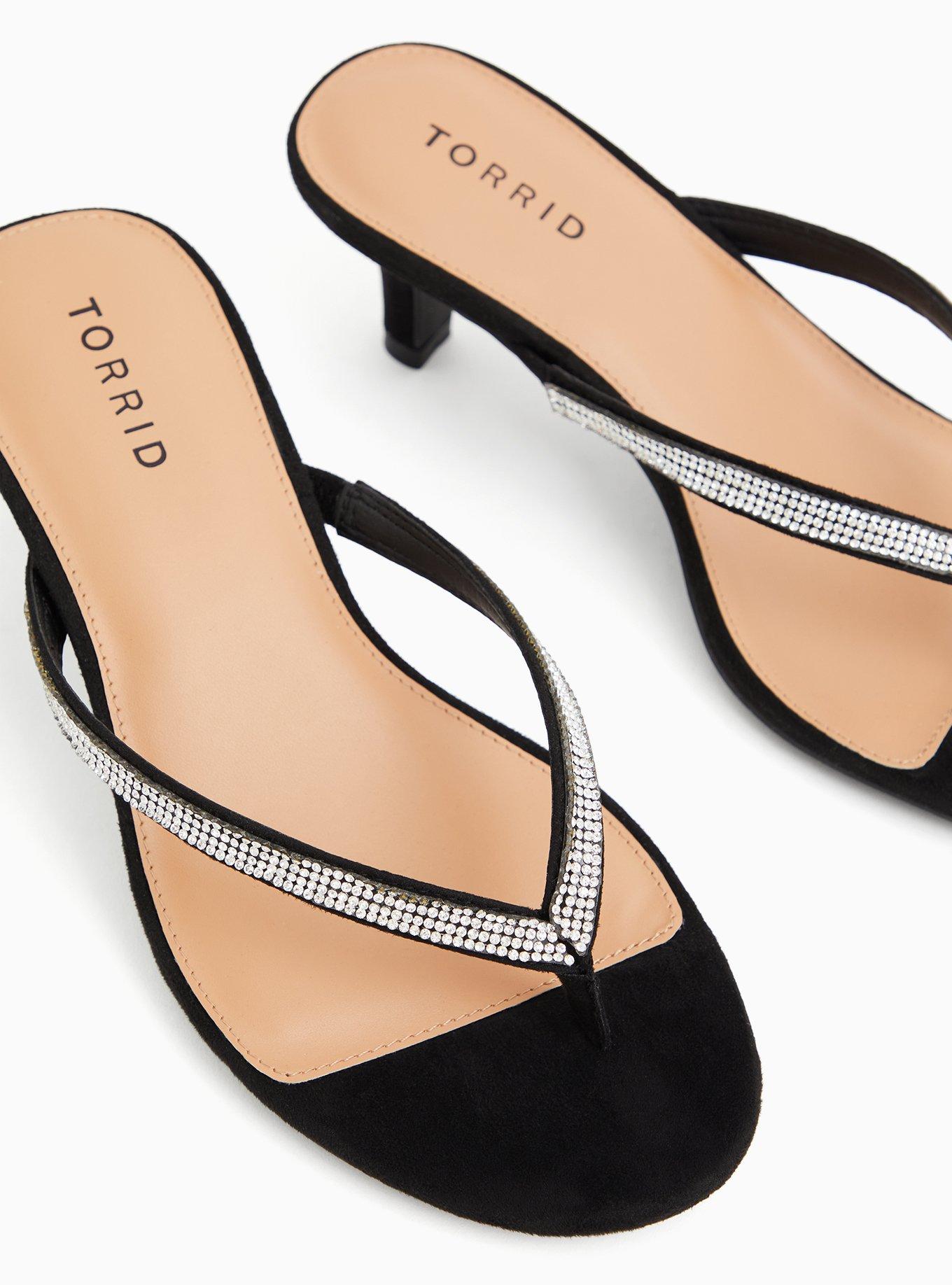 Rhinestone Flip-Flop Heel (WW), BLACK, alternate