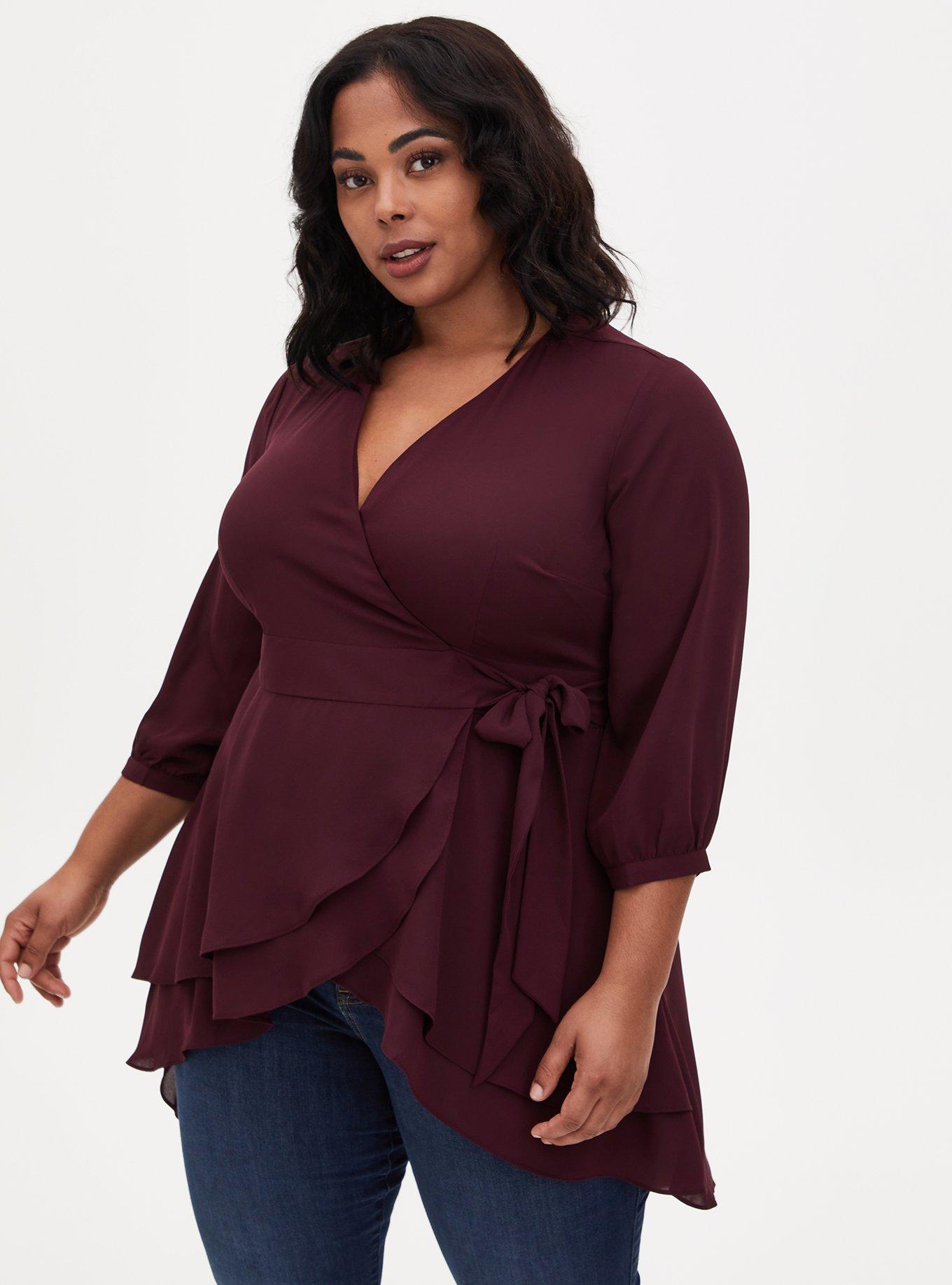 Torrid Blue Wrap Tops & Blouses