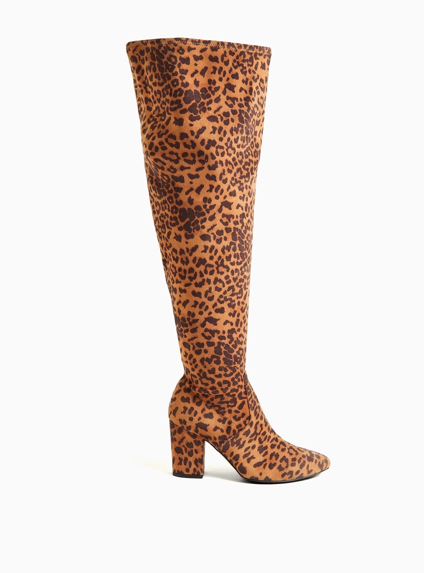 Knee high shop leopard print boots