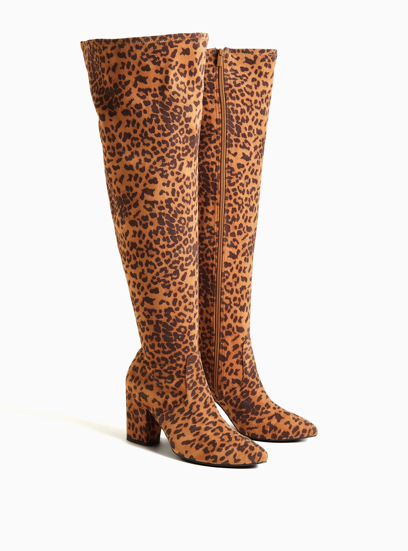 Over the knee leopard print fashion boots