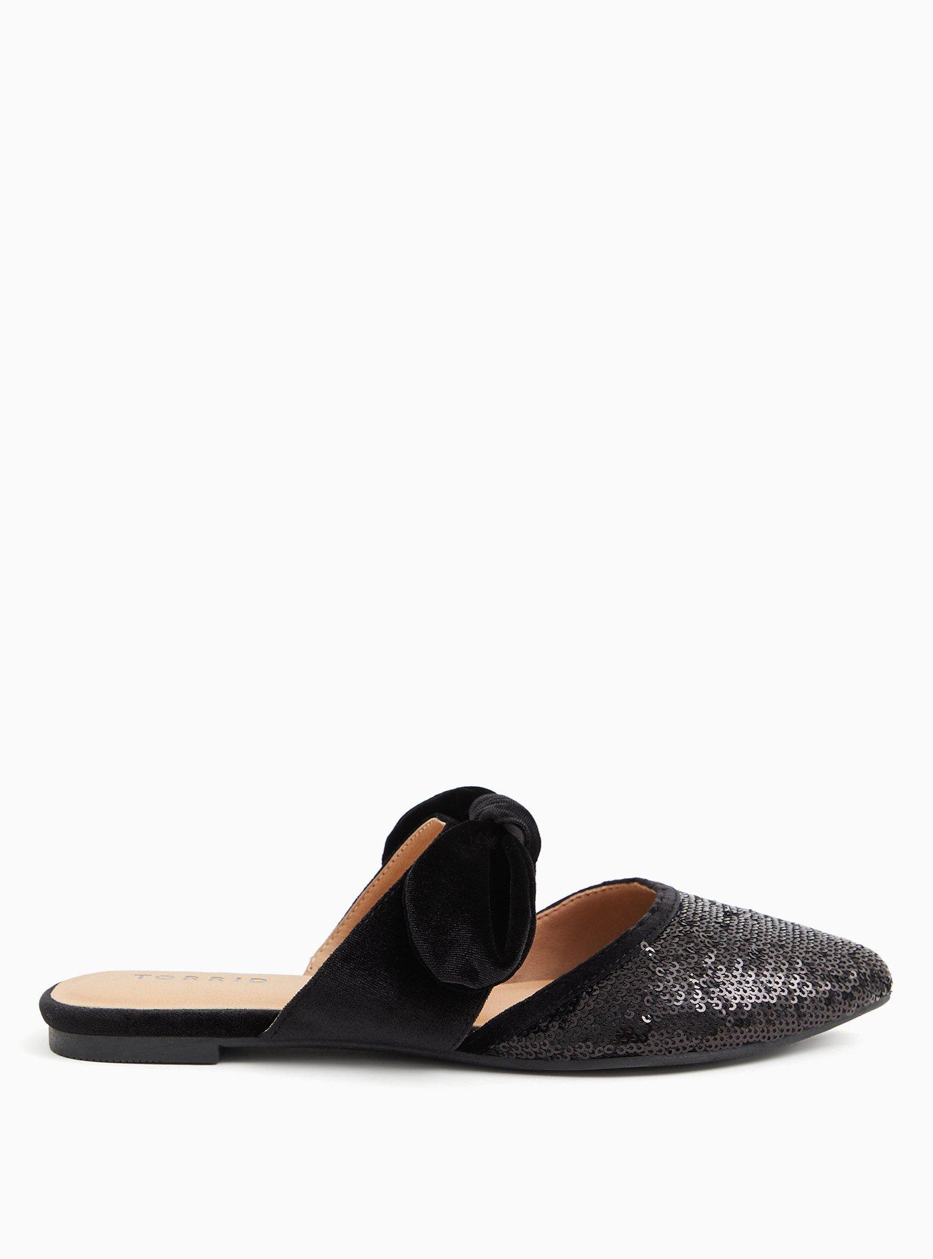 Plus Size Bow & Sequin Pointed Toe Mule (WW), , alternate