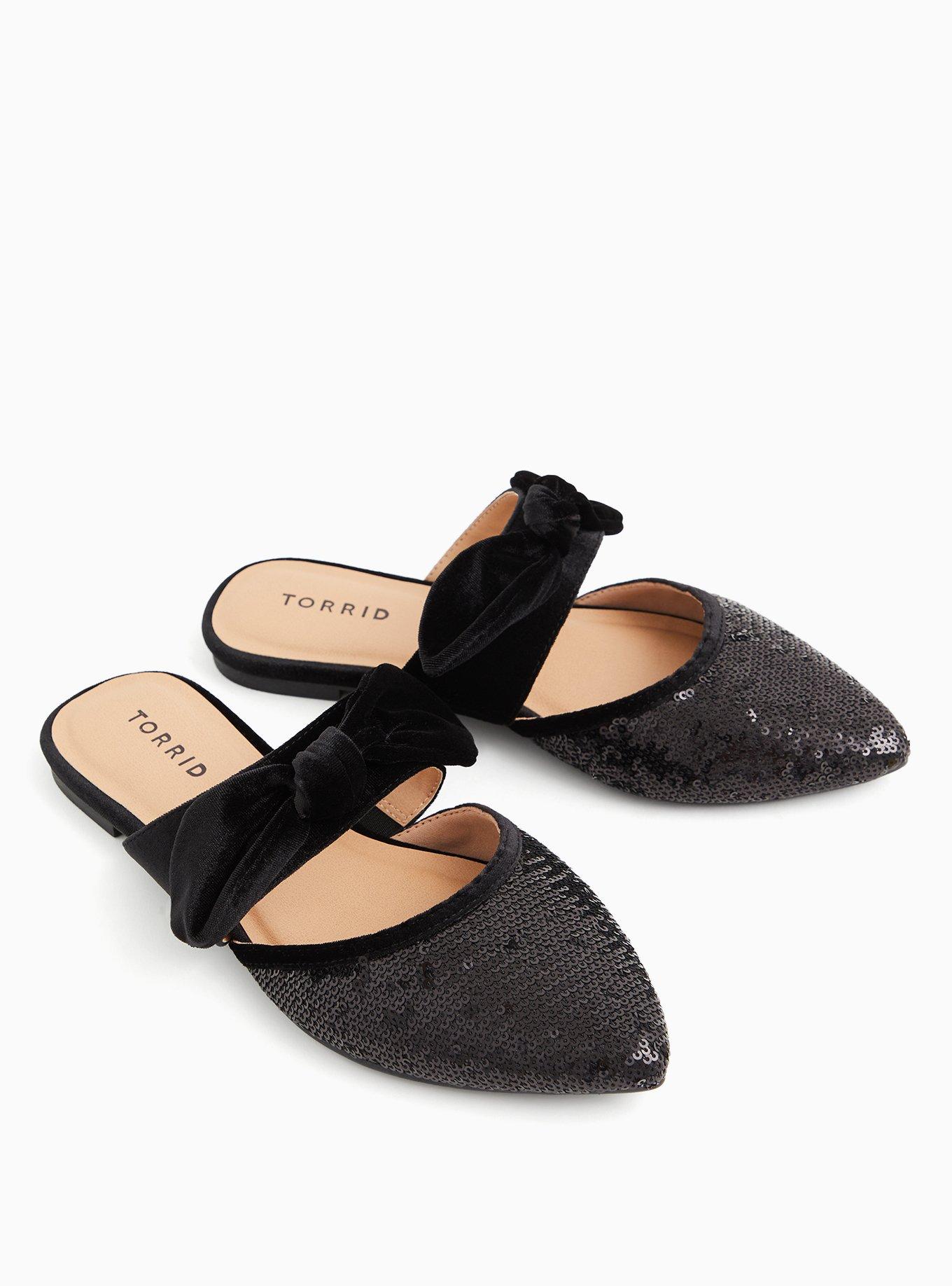 Plus Size Bow & Sequin Pointed Toe Mule (WW), , alternate