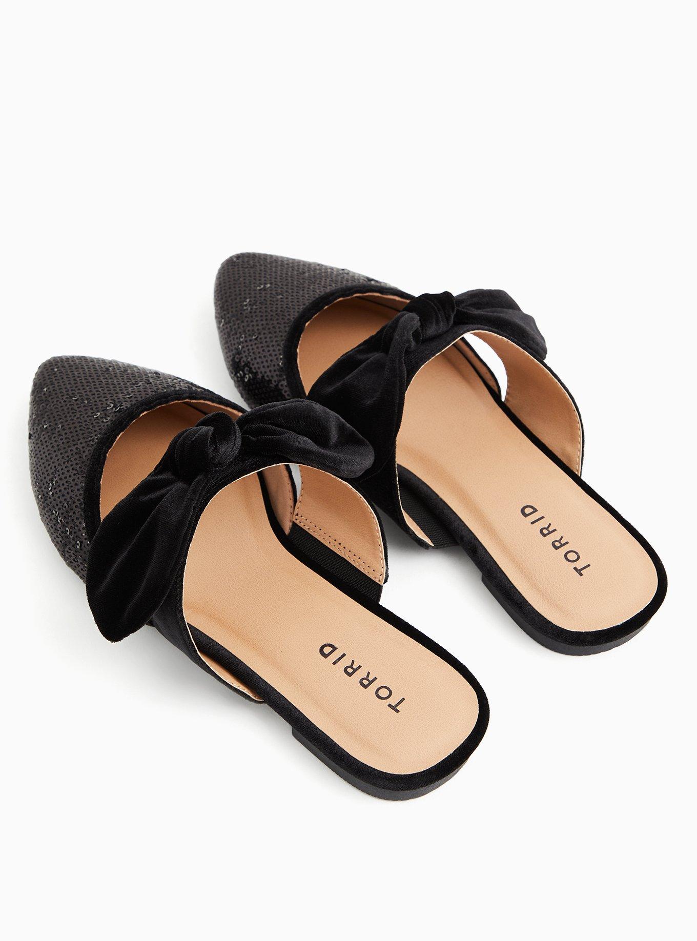 Plus Size Bow & Sequin Pointed Toe Mule (WW), , alternate