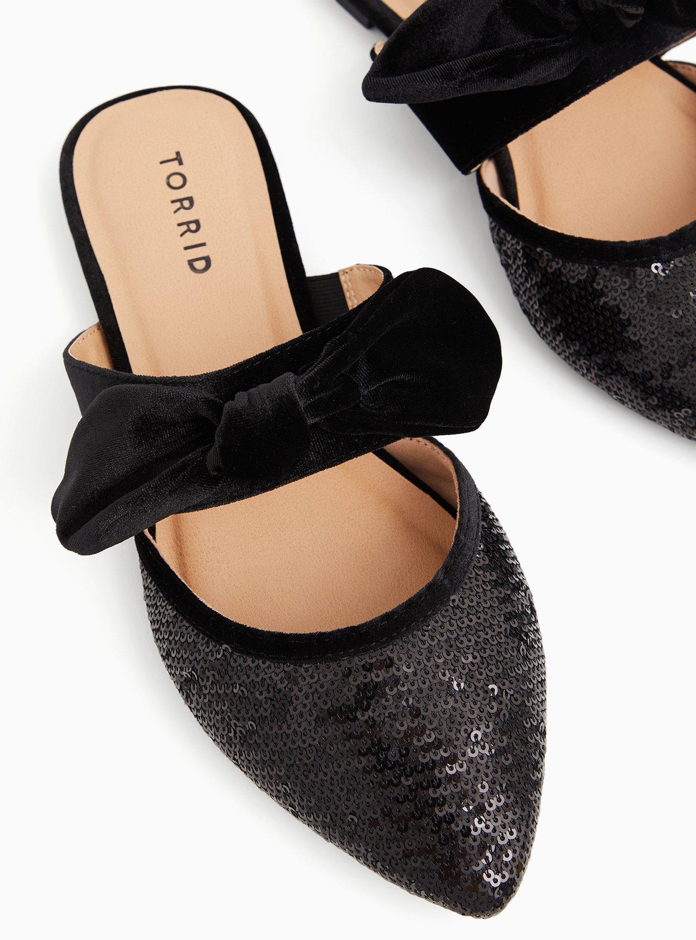 Plus Size Bow & Sequin Pointed Toe Mule (WW), , hi-res