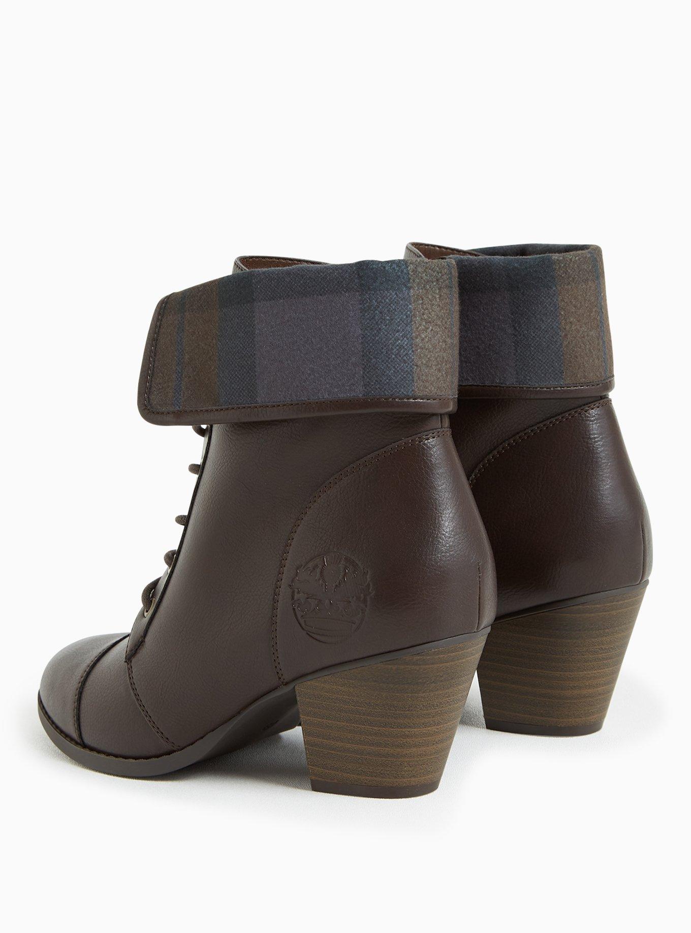 Plus Size Outlander Thistle Logo Brown Tartan Plaid Hiker Bootie (WW), BROWN, alternate