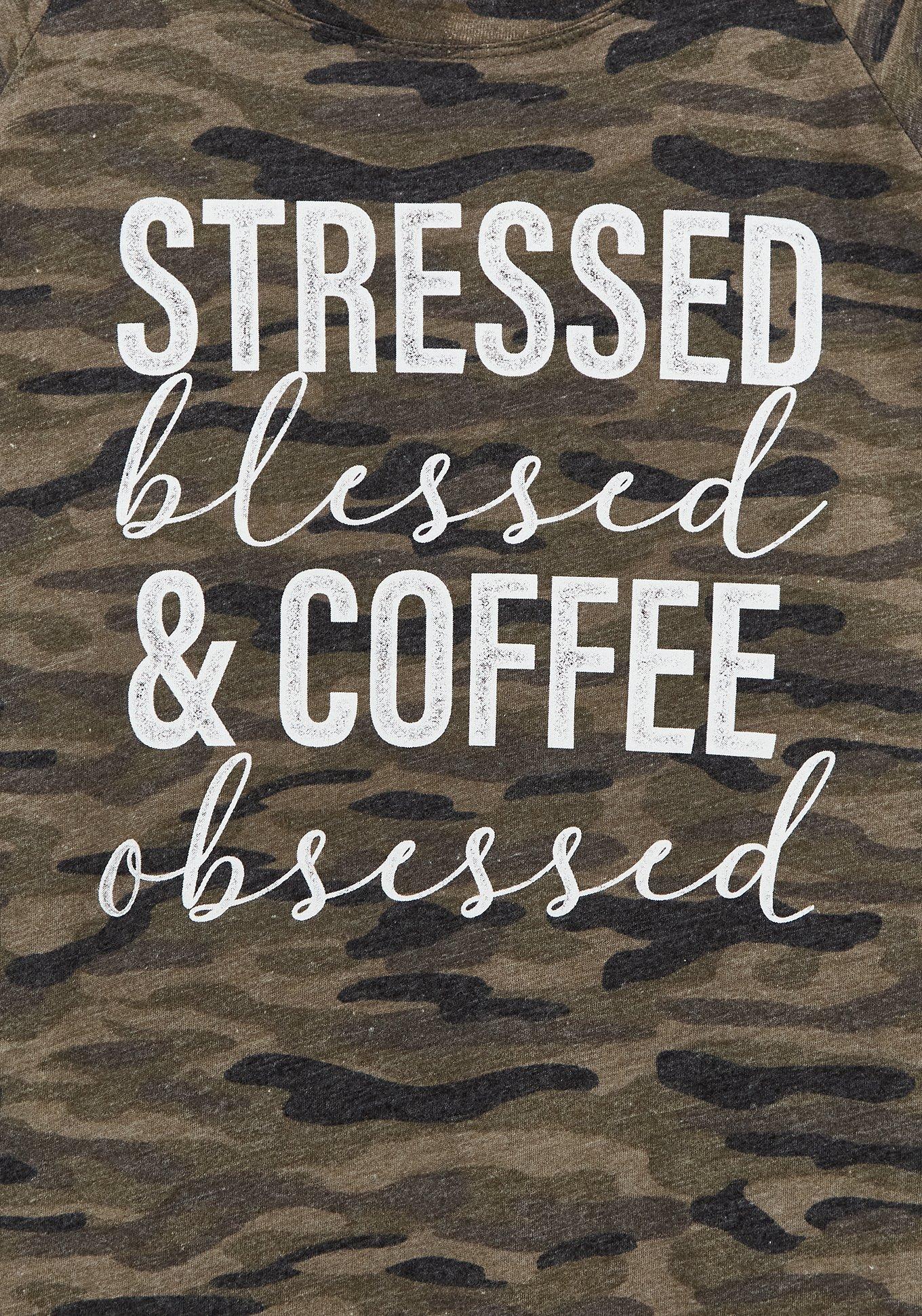 Coffee Obsessed Camo Classic Fit Graphic Tee, CAMO, alternate