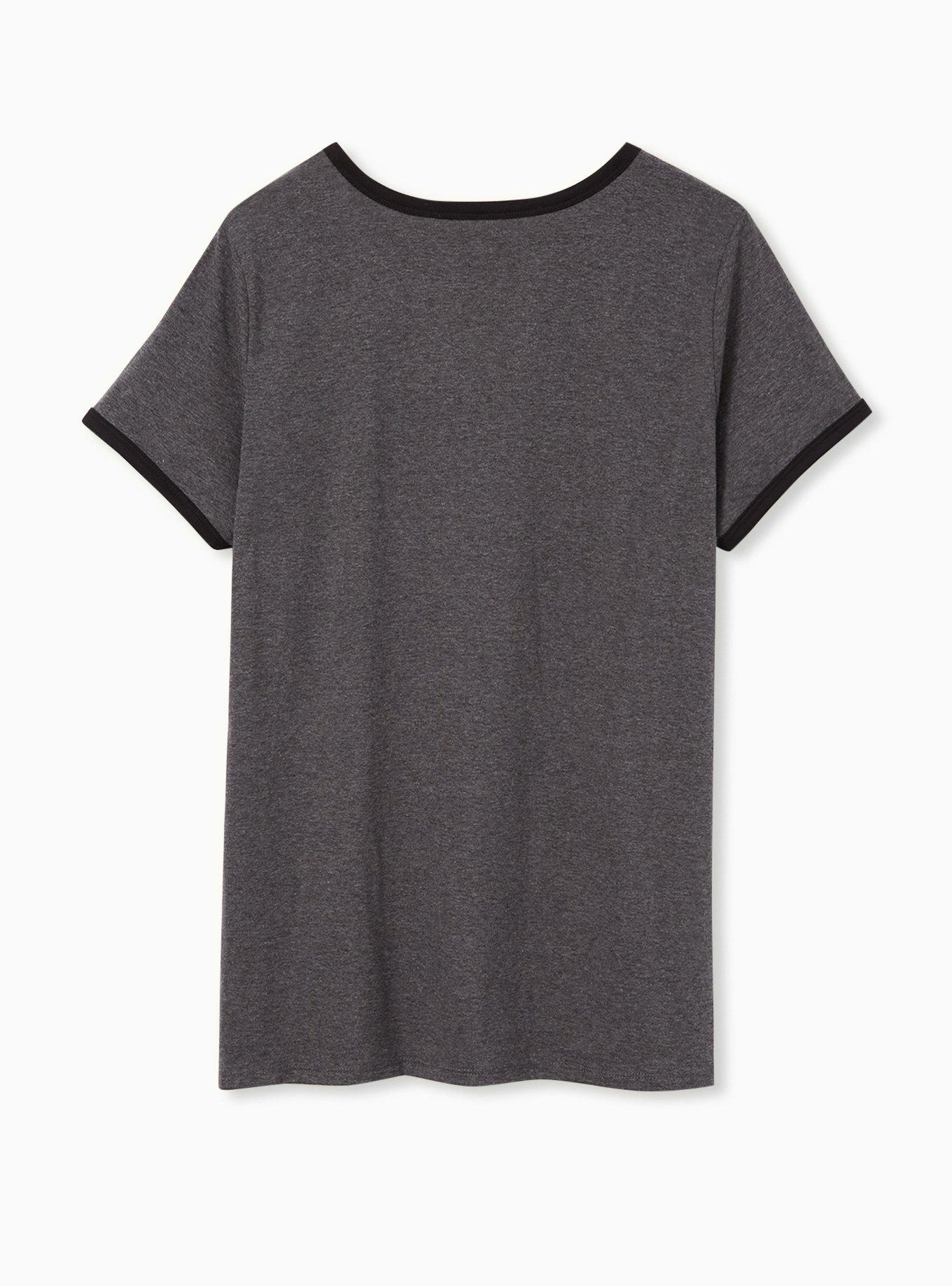 Ghostbusters Classic Fit Ringer Top - Charcoal Grey , CHARCOAL, alternate