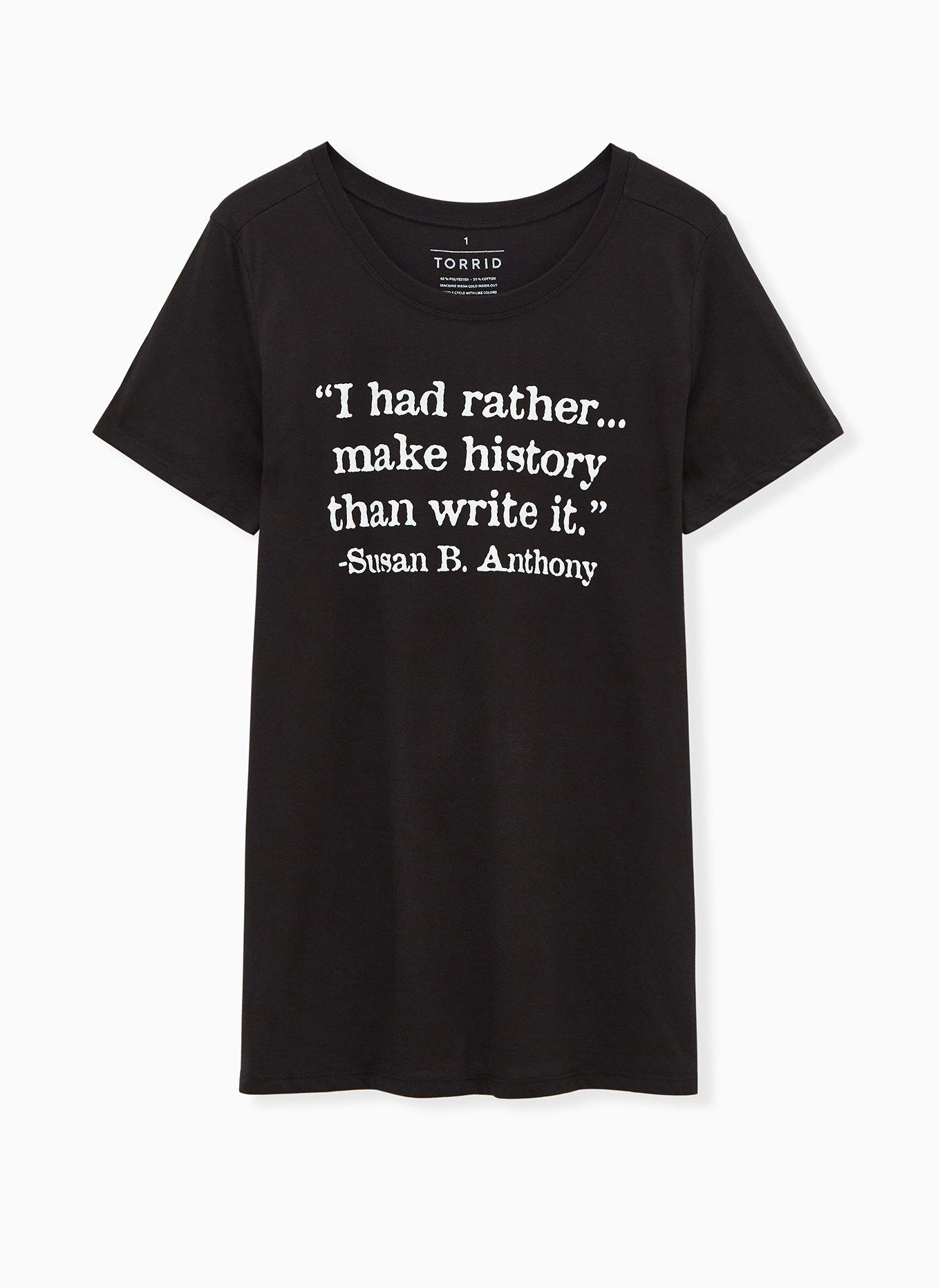 Plus Size Susan B. Anthony Slim Fit Crew Tee - Black, DEEP BLACK, hi-res