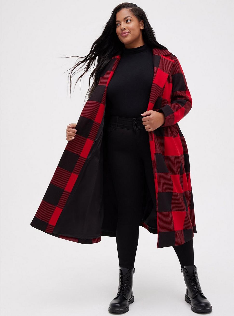 Plus Size   Wool Tie Front Fit And Flare Coat   Torrid