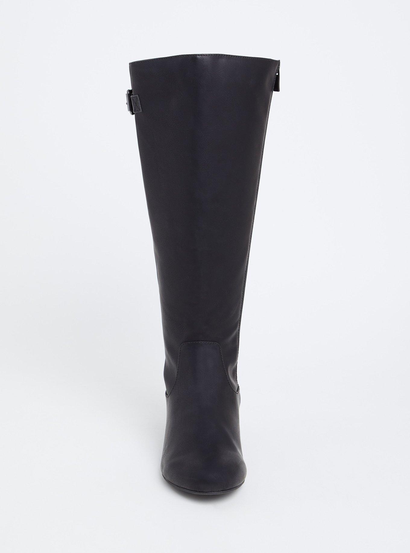 Knee-High Wedge Boot (WW), BLACK FAUX LEATHER, alternate