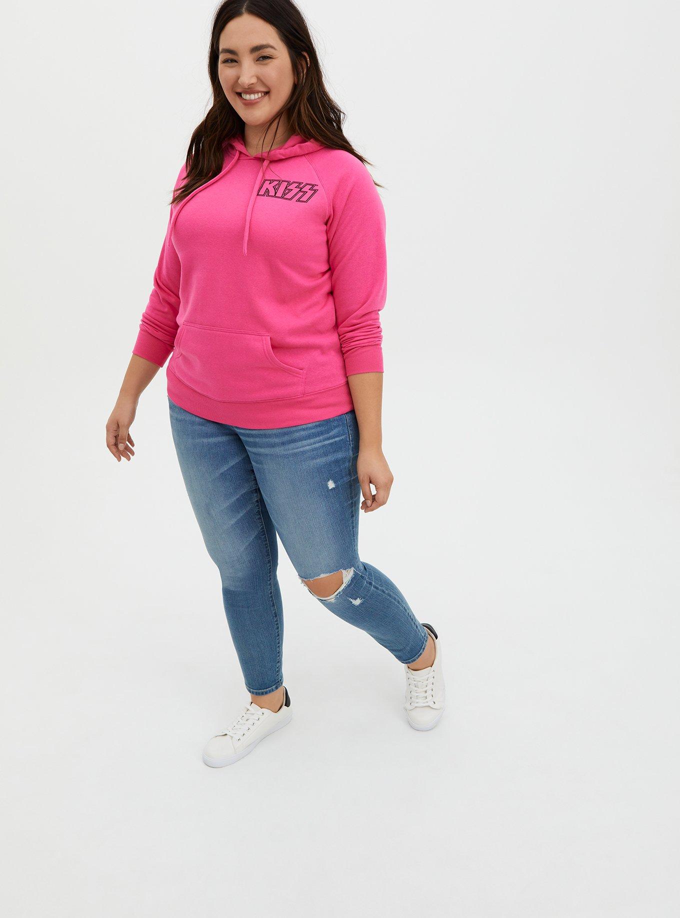 Plus size pink hoodie hotsell