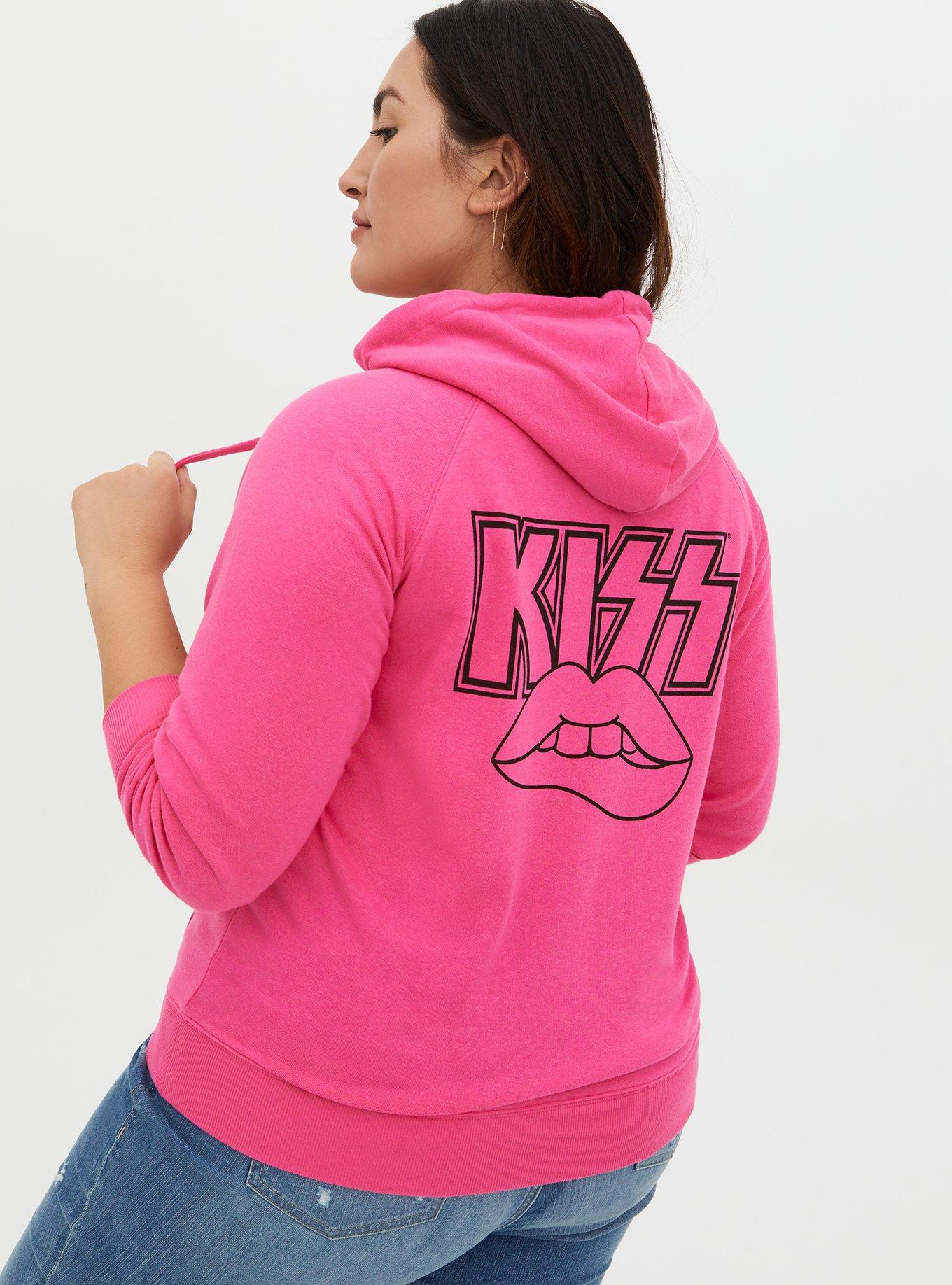 Plus Size - KISS Neon Pink Fleece Hoodie - Torrid