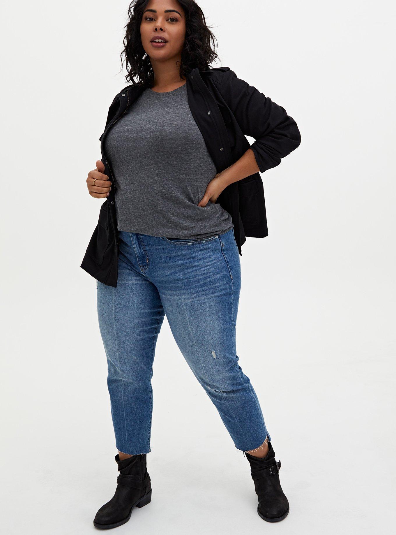 Vintage Triblend Jersey Crew Neck Burnout Long Sleeve Tee, DEEP BLACK, alternate