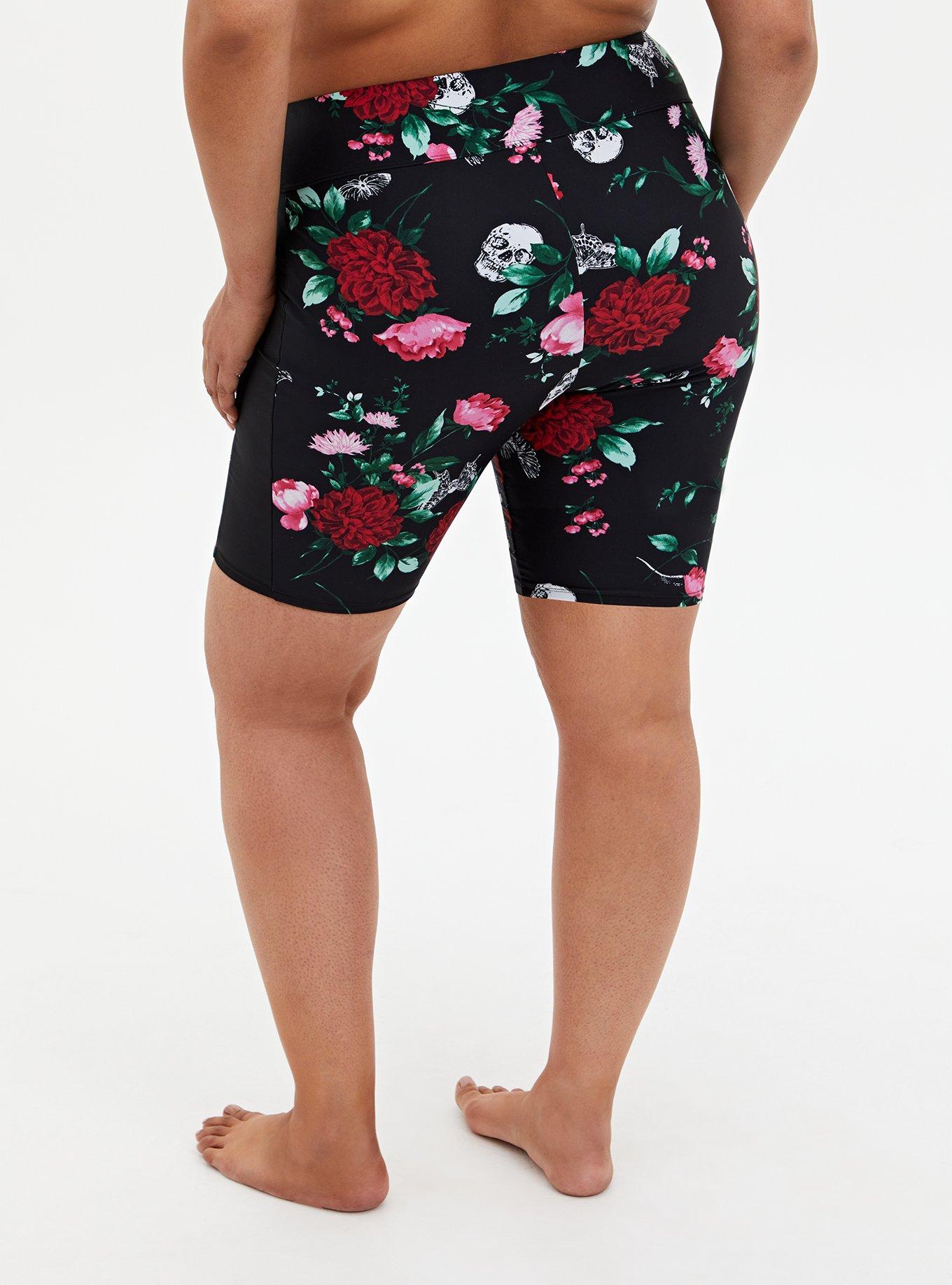 Plus Size Black Floral Swim Bike Short Torrid