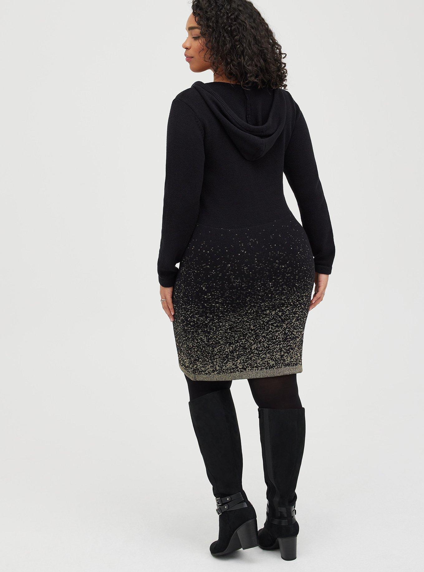 Plus Size - Hoodie Dress - Black & Gold Ombre - Torrid