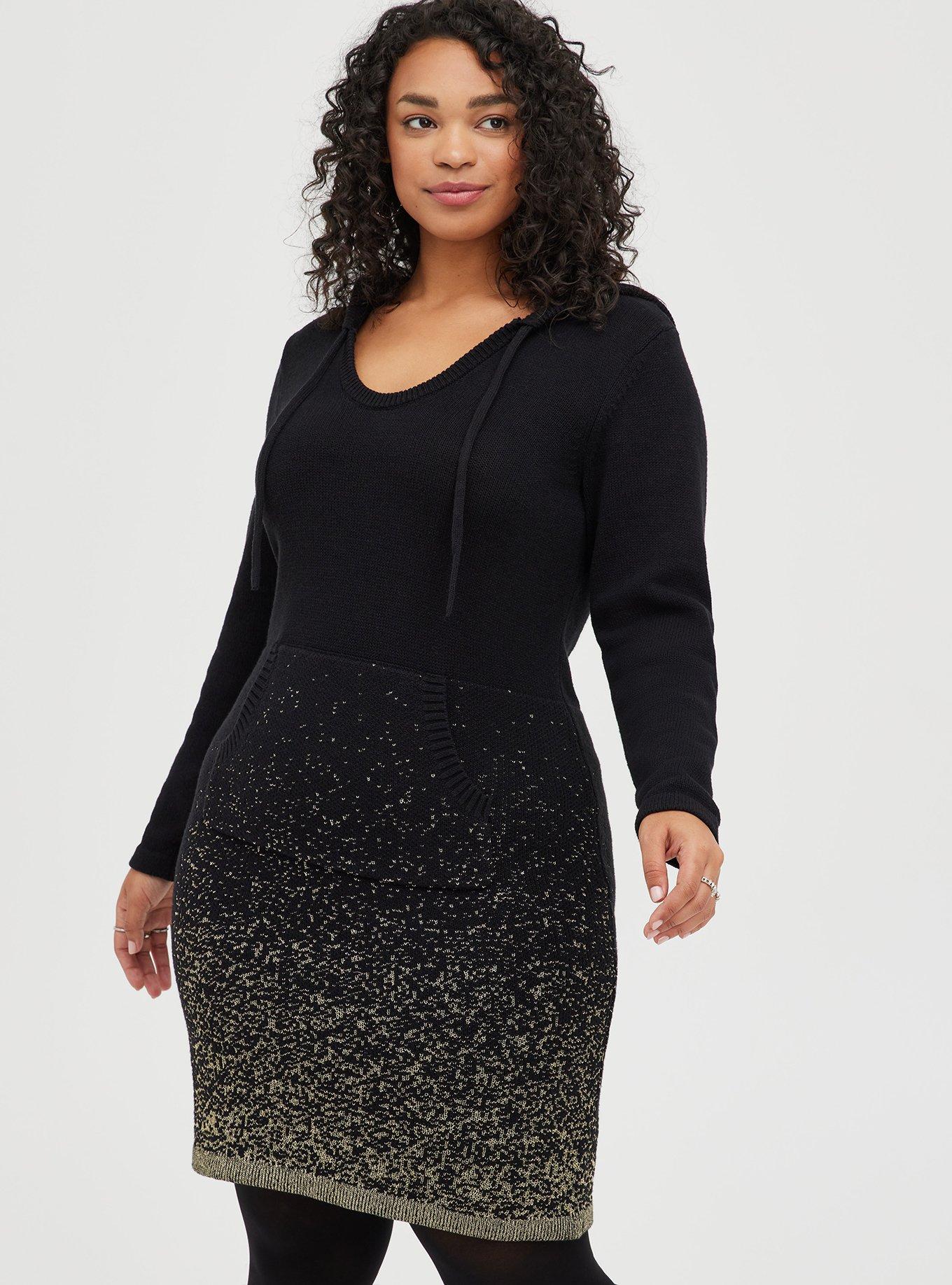 Plus Size - Hoodie Dress - Black & Gold Ombre - Torrid