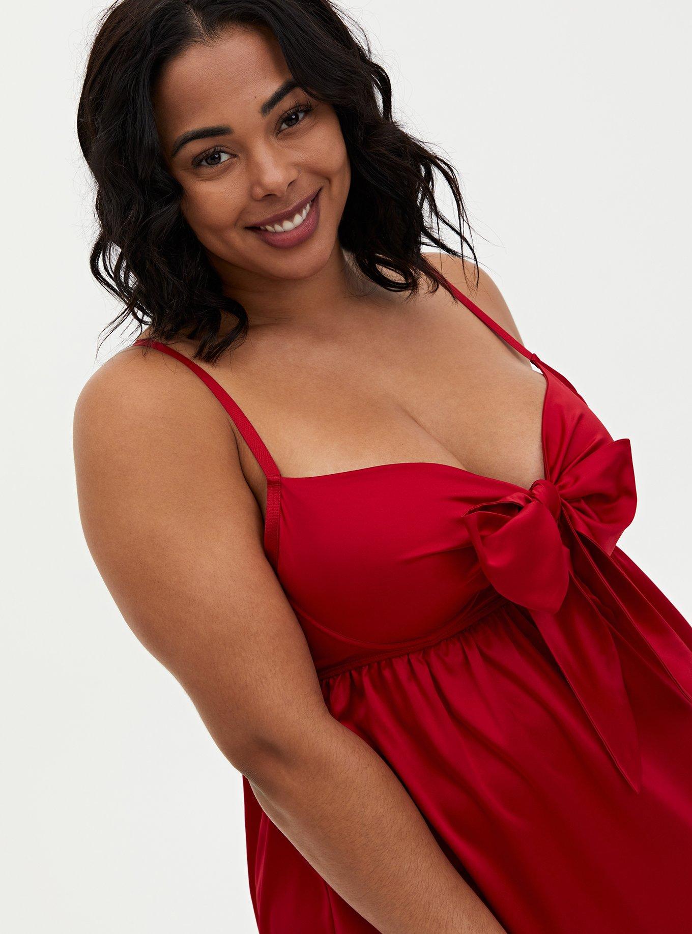 Red Satin Bow Babydoll , JESTER RED, alternate