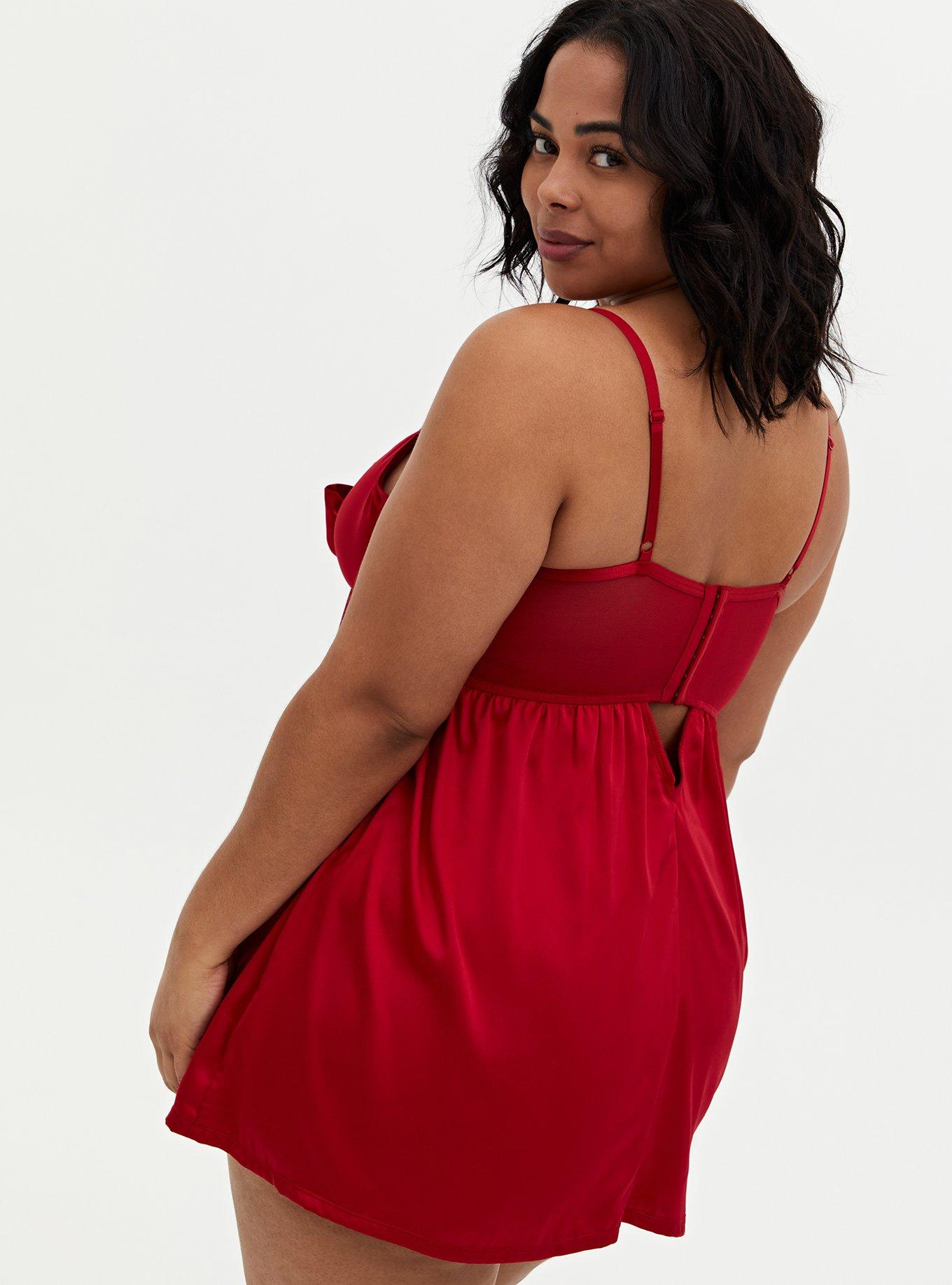 Red Satin Bow Babydoll , JESTER RED, alternate