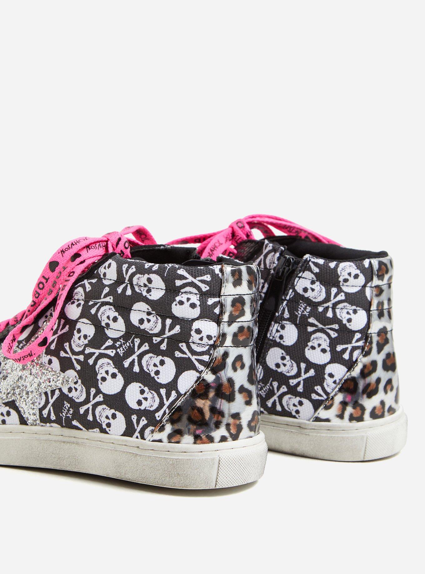 Plus Size - Betsey Johnson Black & White Skull Distressed High Top Sneaker  (WW) - Torrid