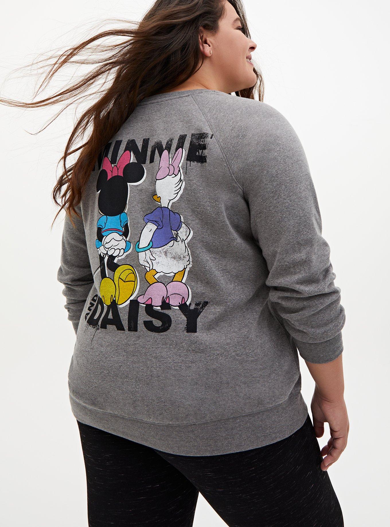 Plus Size - Disney Minnie u0026 Daisy Heather Grey Fleece Sweatshirt - Torrid