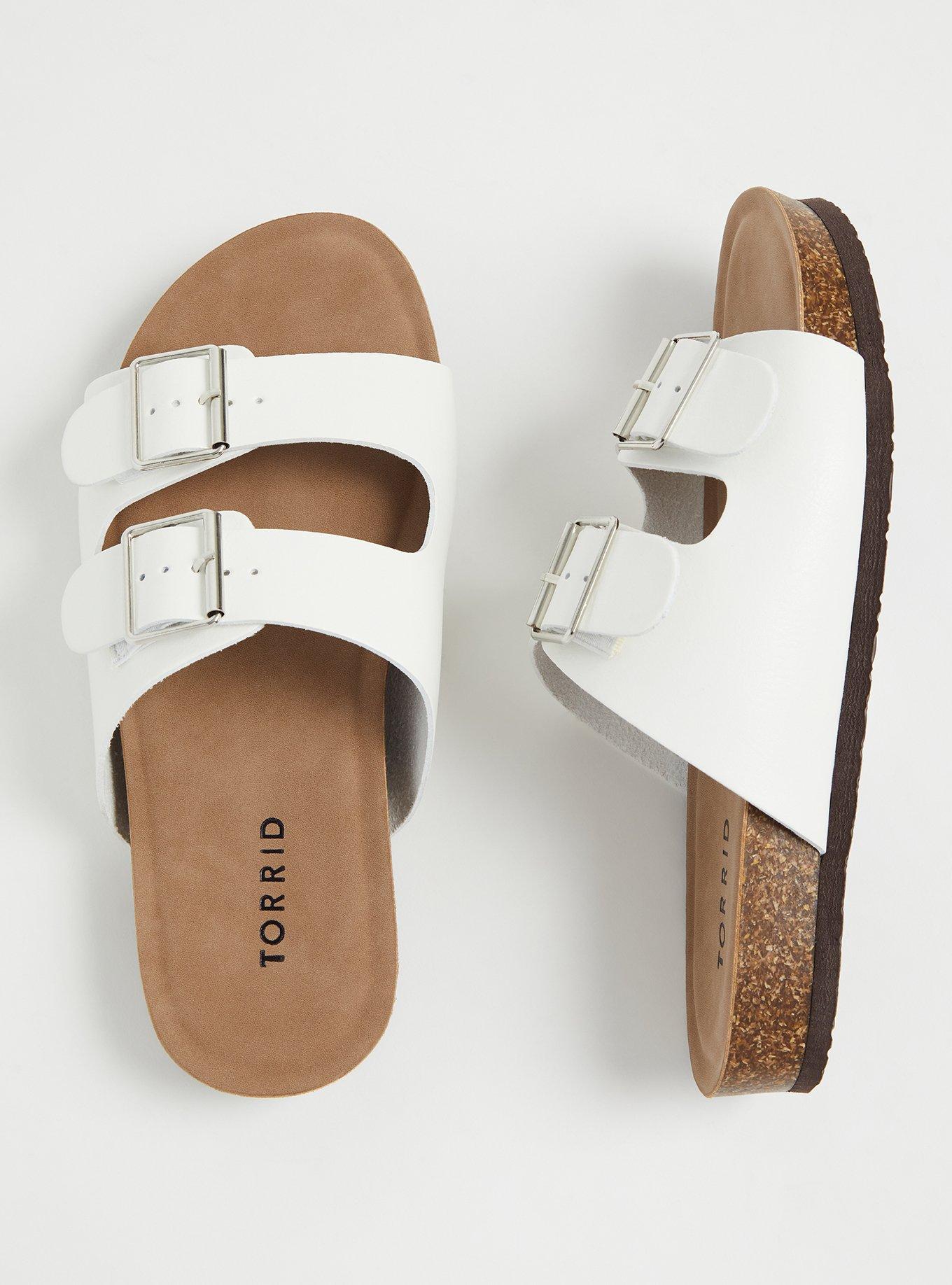 Leather Dual-Buckle Slide Sandals