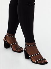  Black Studded Strappy Block Heel (WW), BLACK, hi-res