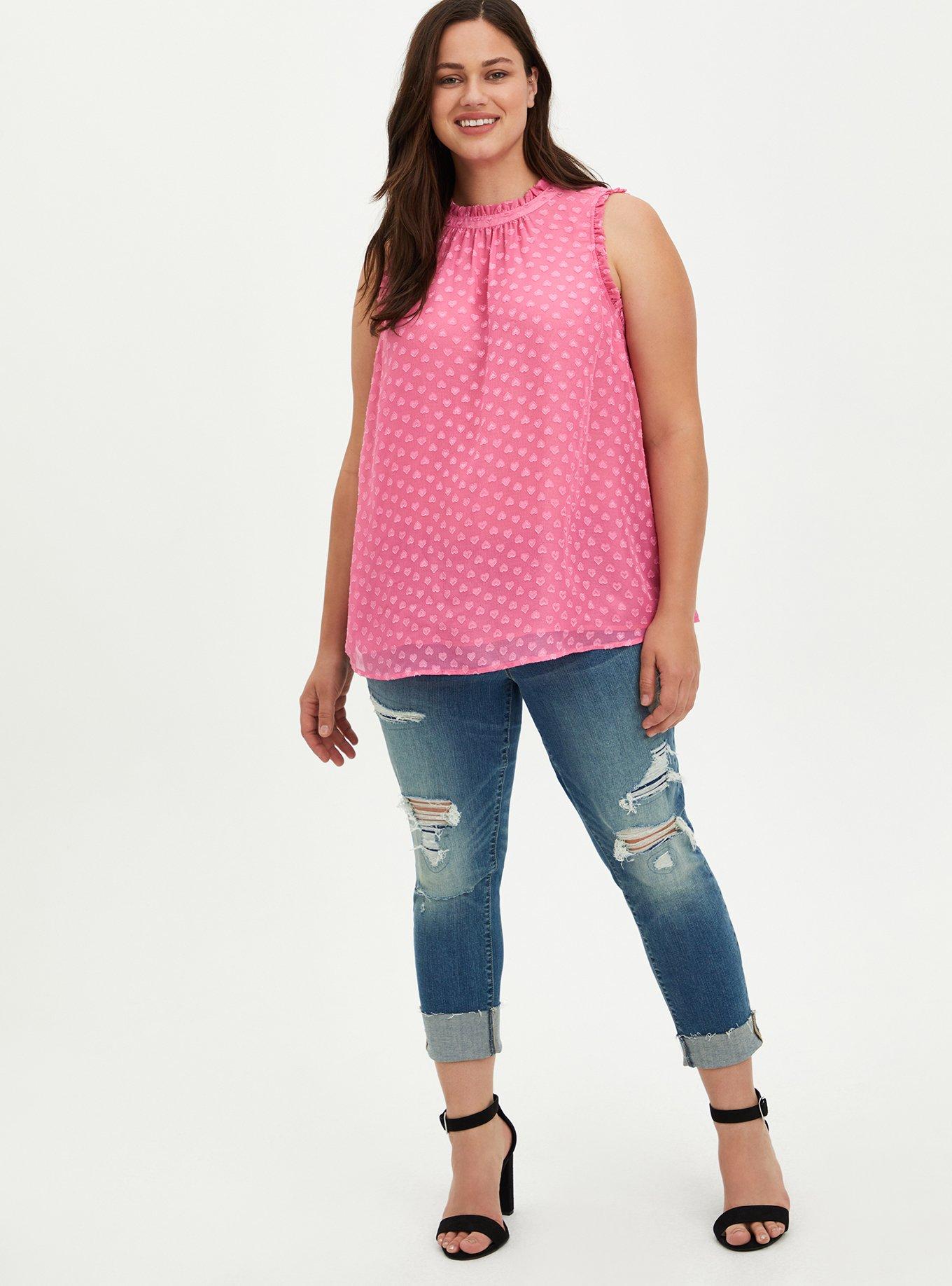 Heart Clip Dot Mock Neck Tank, AZAELEA PINK, alternate