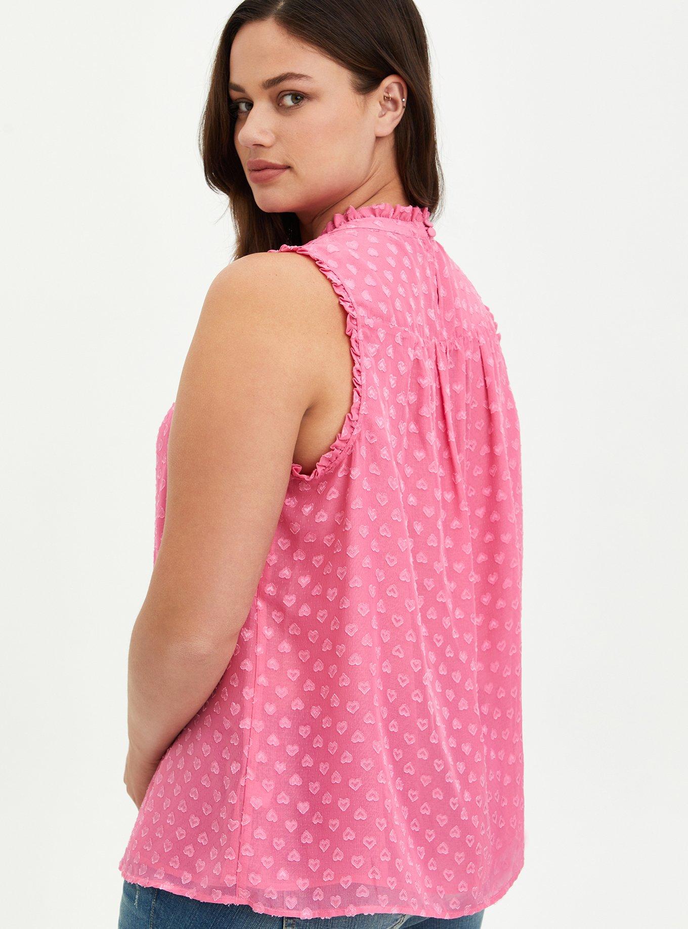Heart Clip Dot Mock Neck Tank, AZAELEA PINK, alternate