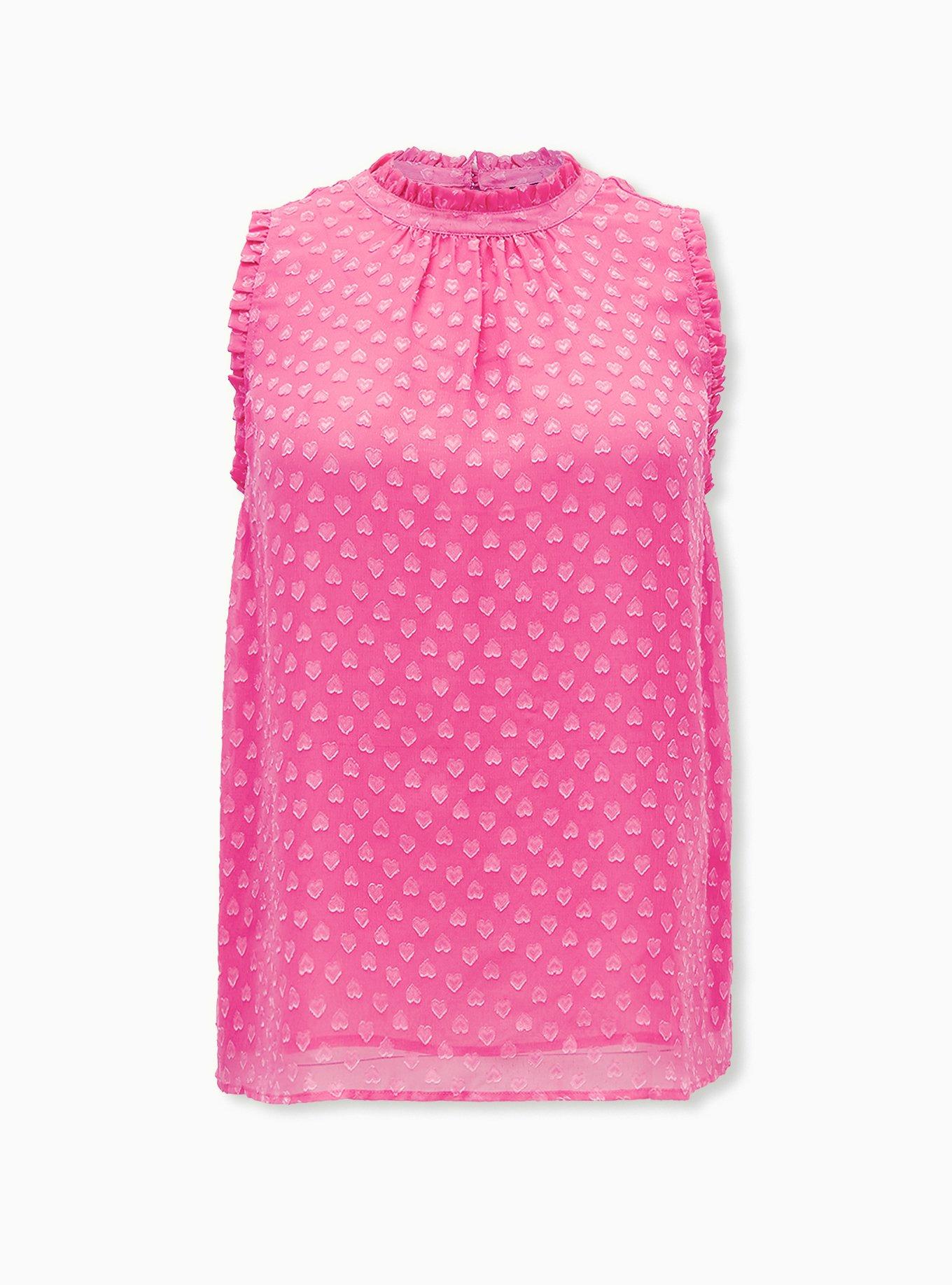 Heart Clip Dot Mock Neck Tank, AZAELEA PINK, hi-res