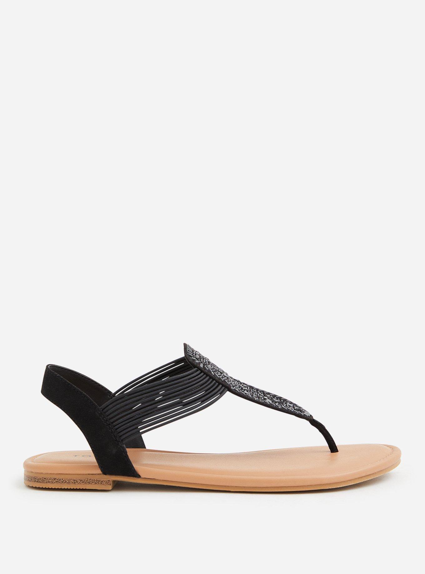 Plus Size - Black Elastic T-Strap Sandal (WW) - Torrid