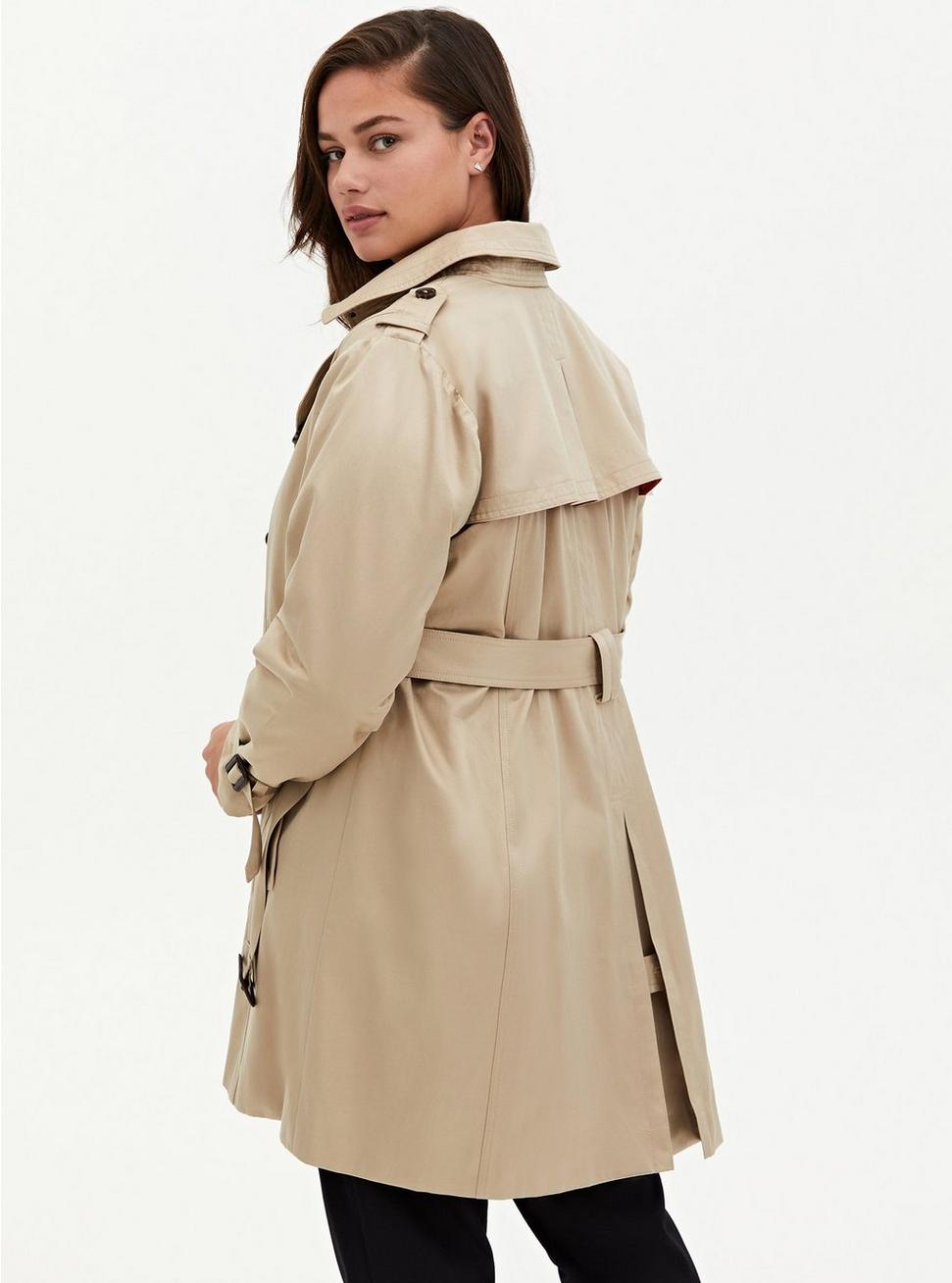 Plus Size - Beige Double-Breasted Belted Trench Coat - Torrid