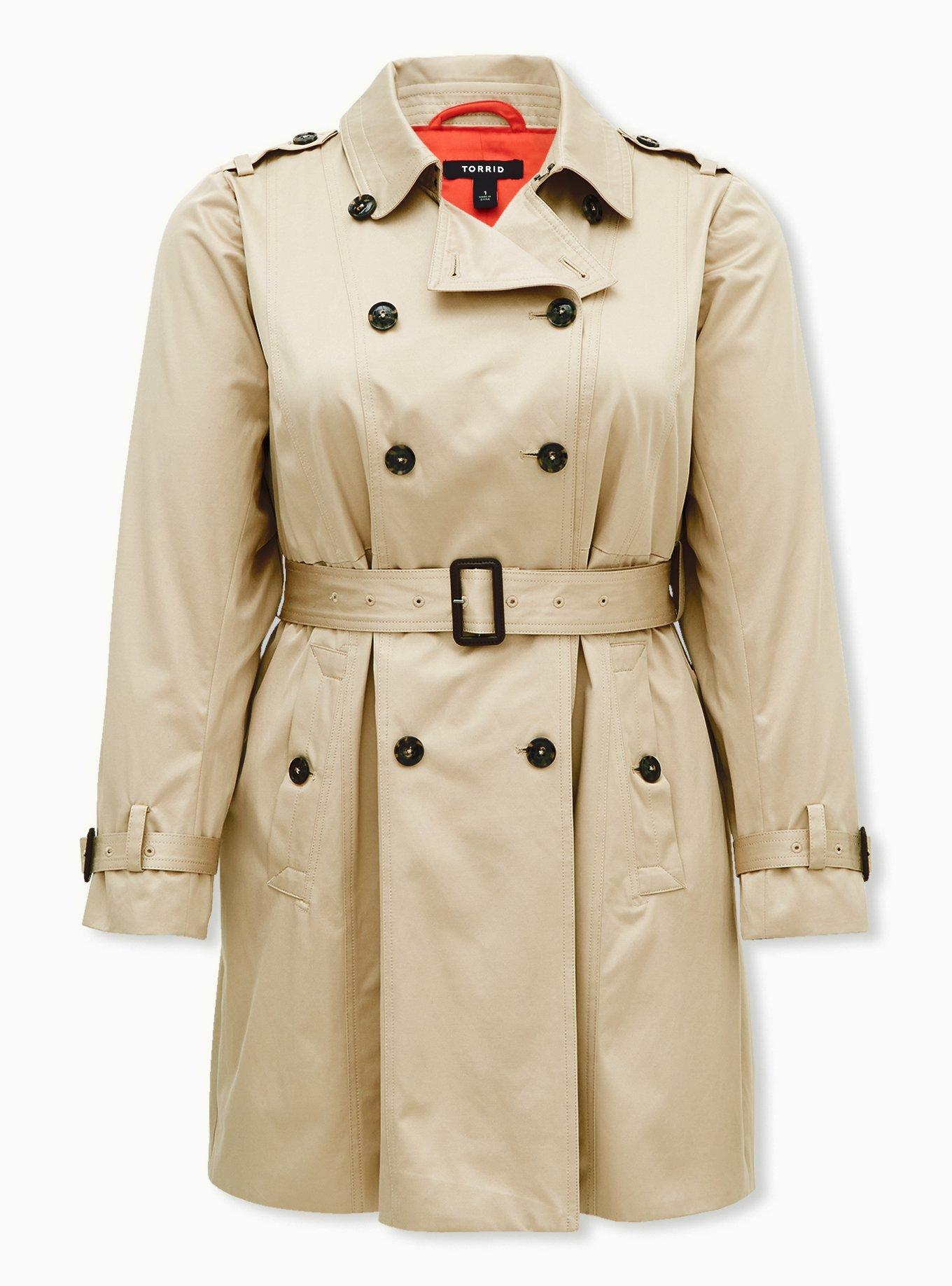 Plus Size - Beige Double-Breasted Belted Trench Coat - Torrid