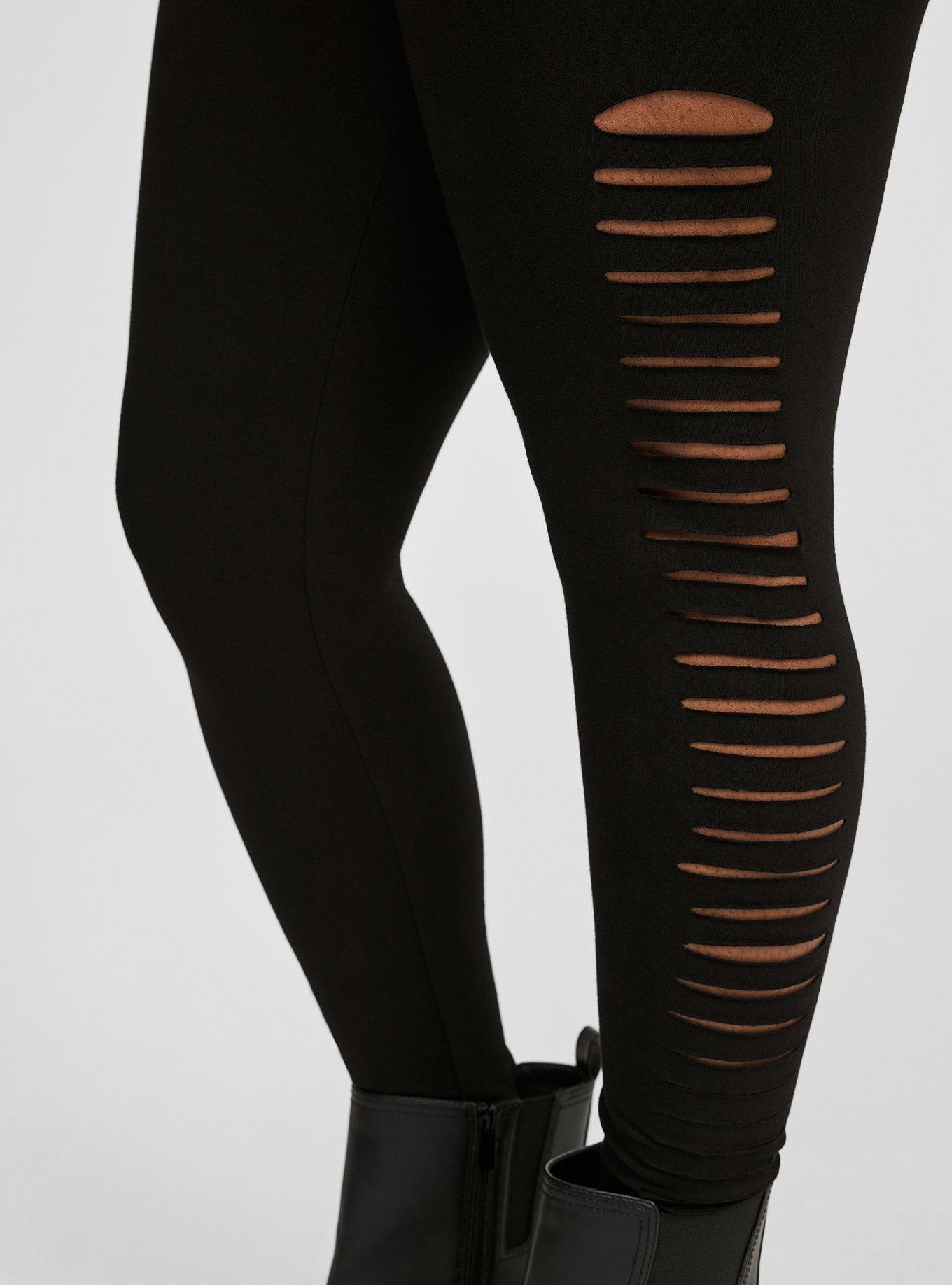 Premium Legging Slashed Ladder Side Black