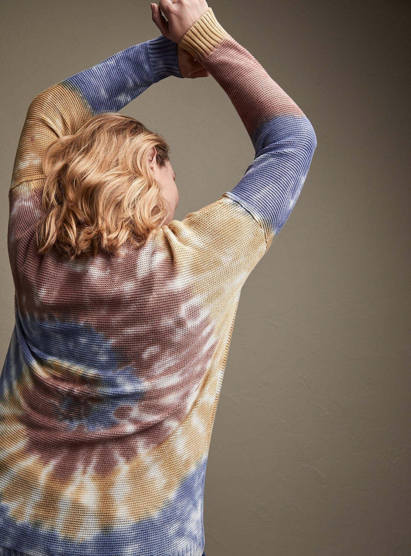 Rainbow Tie-Dye Cotton Pullover Sweater, , alternate