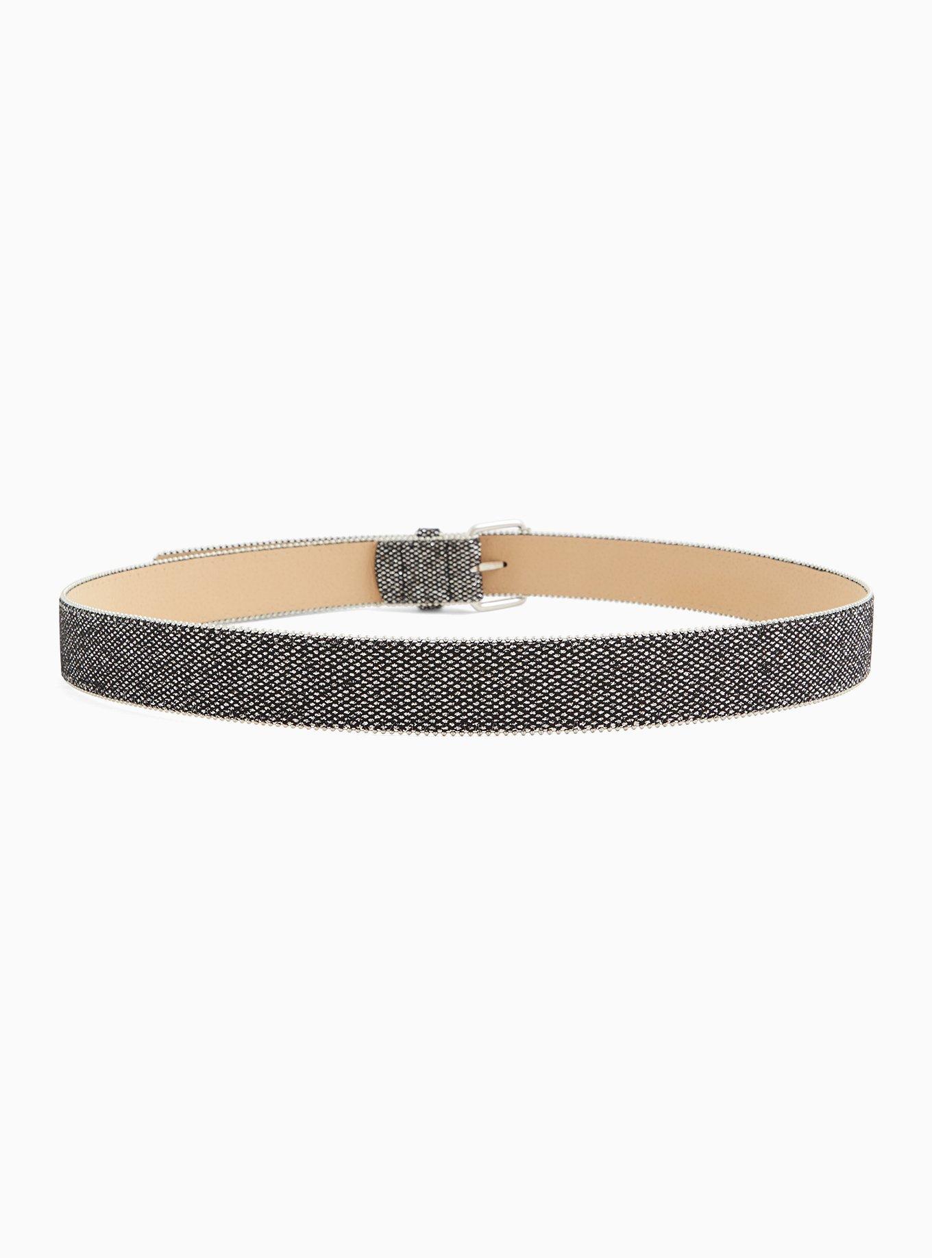 Black & Gold Shimmer Faux Leather Buckle Belt, BLACK, alternate