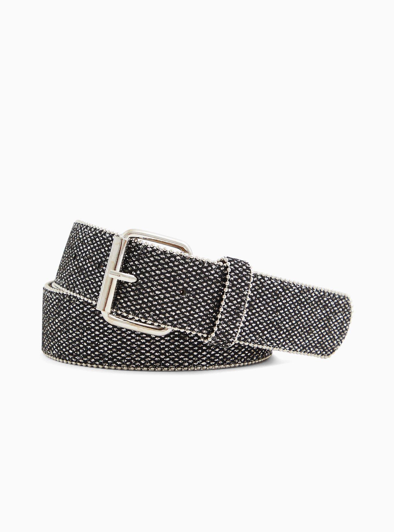 Black & Gold Shimmer Faux Leather Buckle Belt, , hi-res