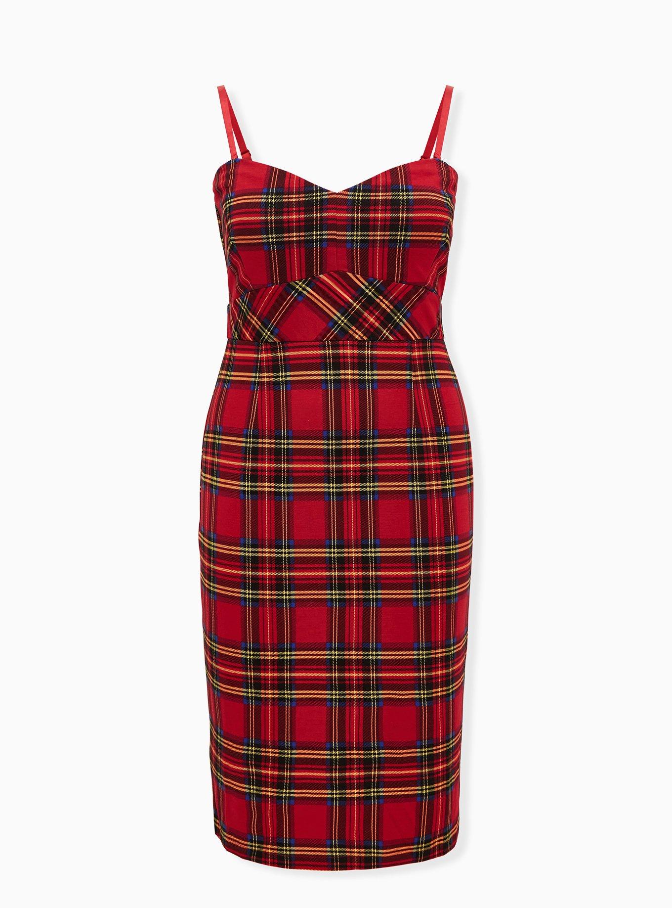 Pink and Black Tartan Plaid DRESS for Women Flare Dress Bodycon